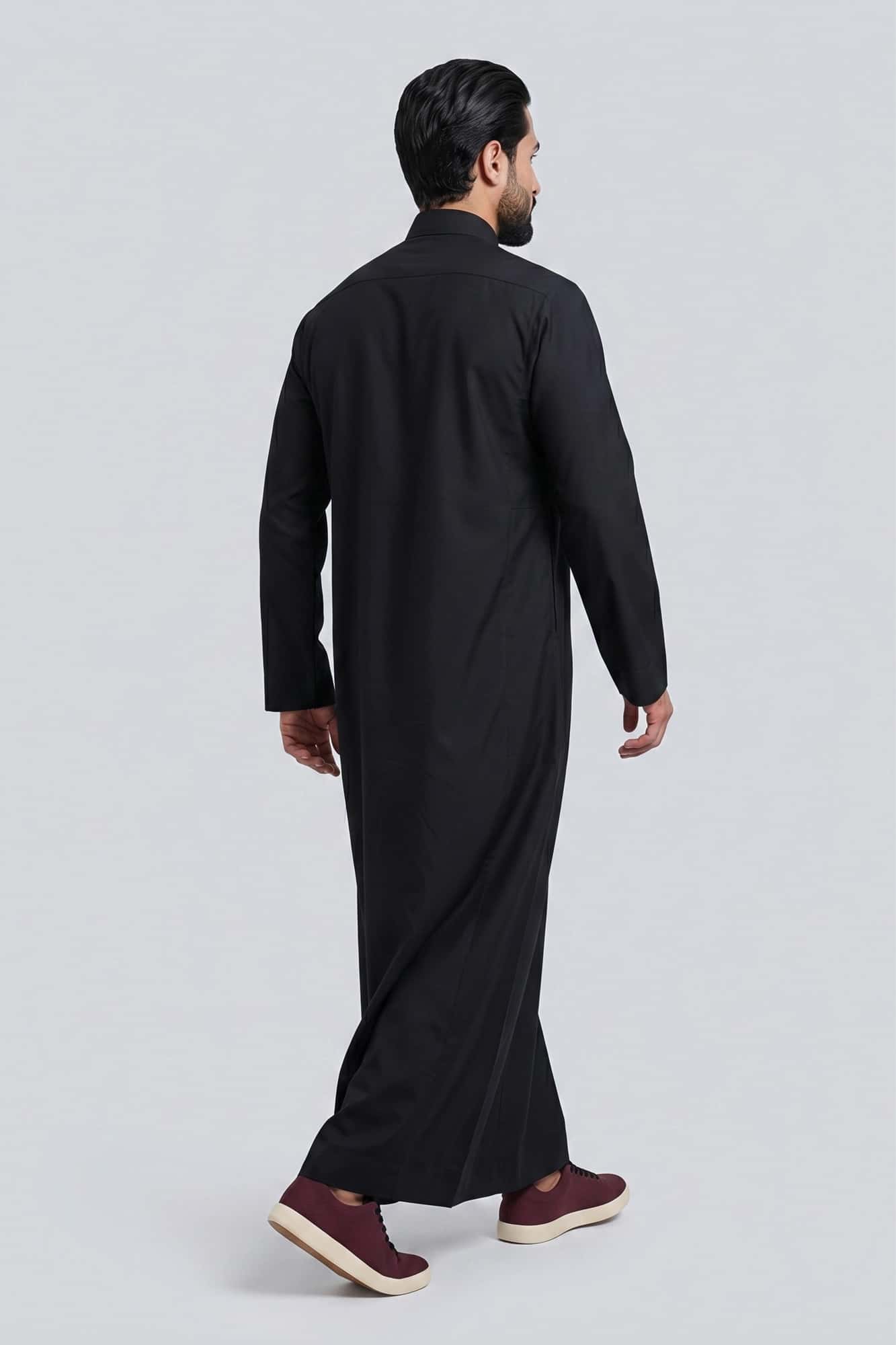 Black Kuwaiti Thobe - Spun Polyester 9