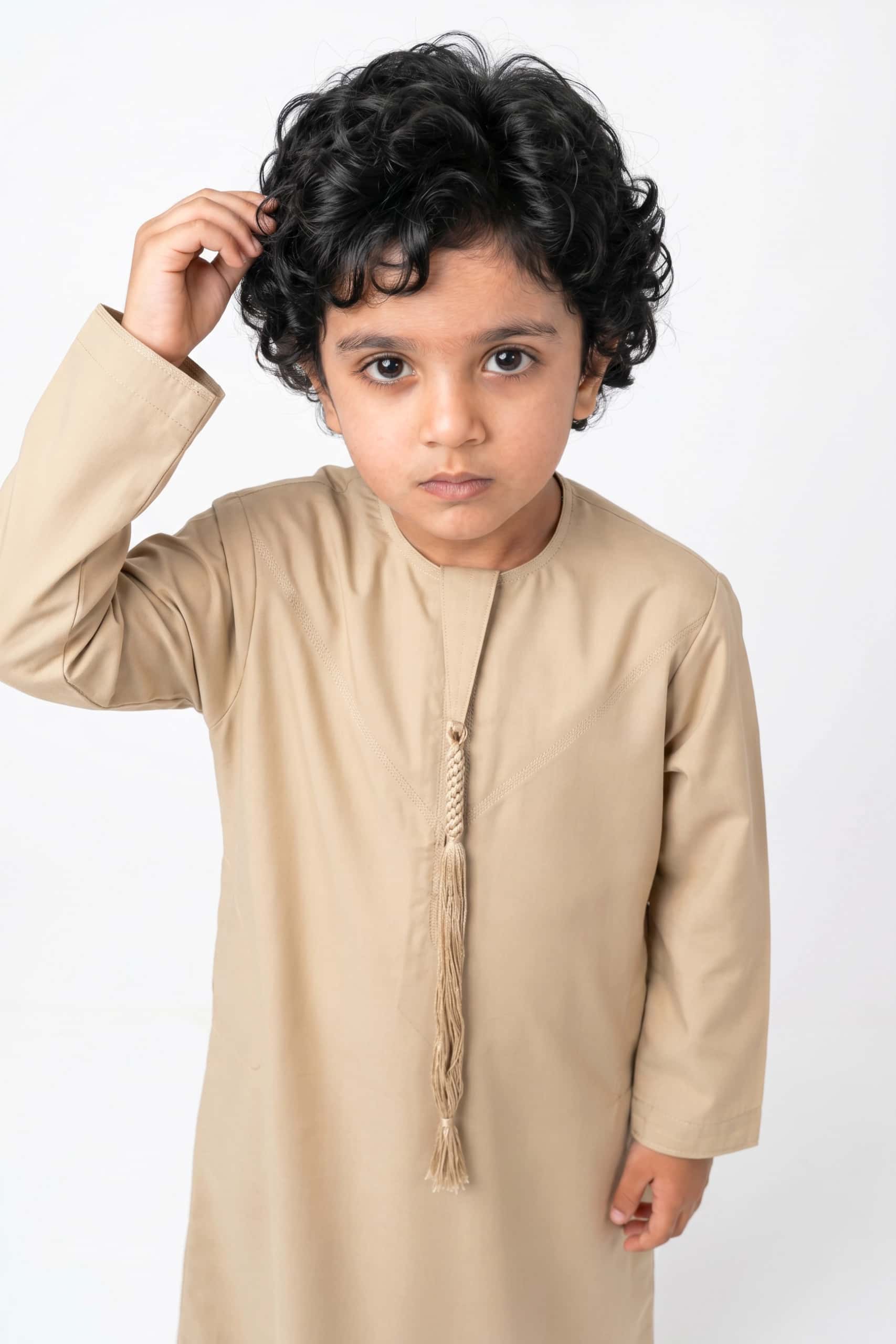 Light Khaki Kids Thobe 3