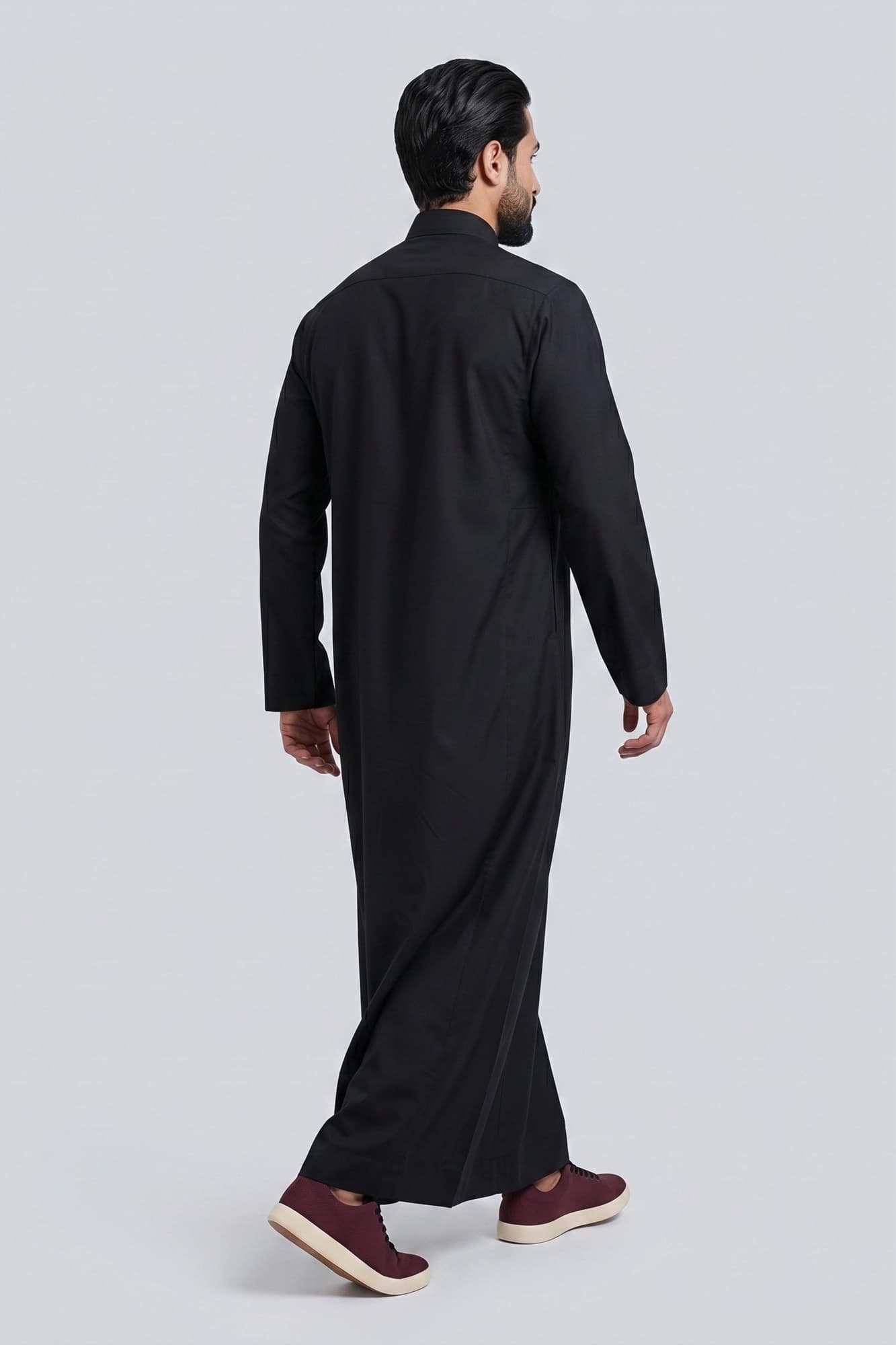 Black Kuwaiti Thobe - Spun Polyester