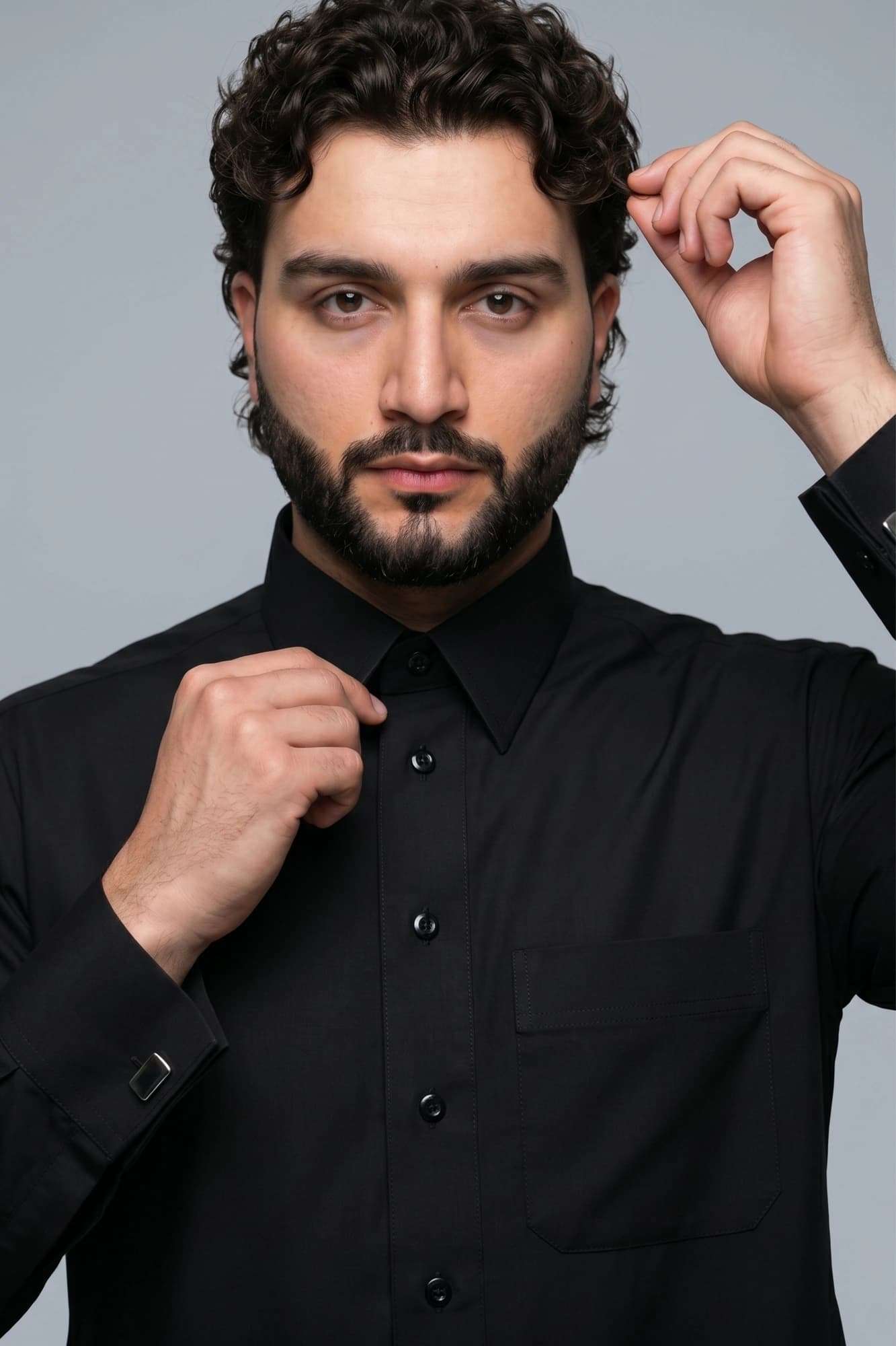 Black Qatari Thobe - Premium Spun Polyester
