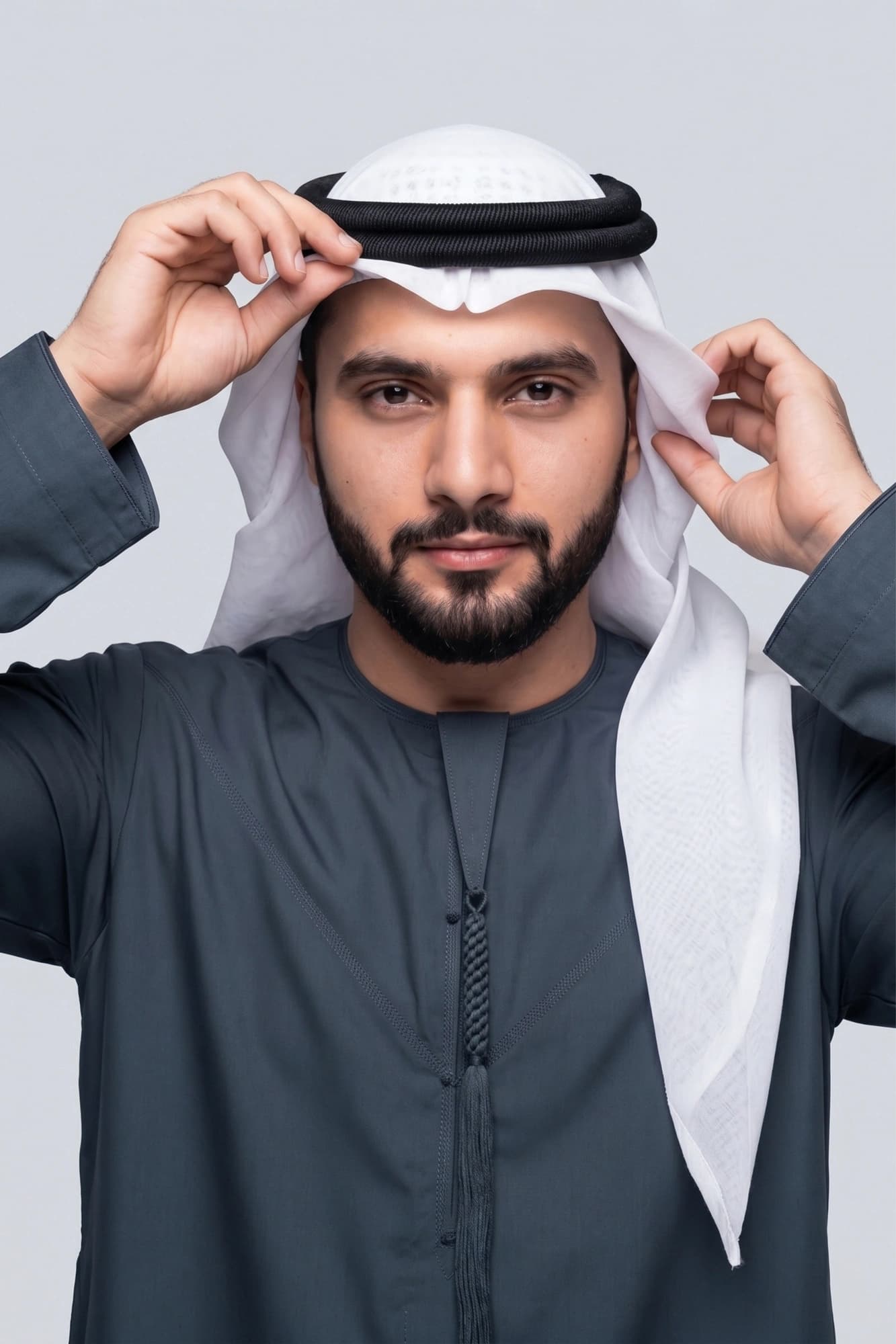 Charcoal Grey Emirati Thobe - China Wool