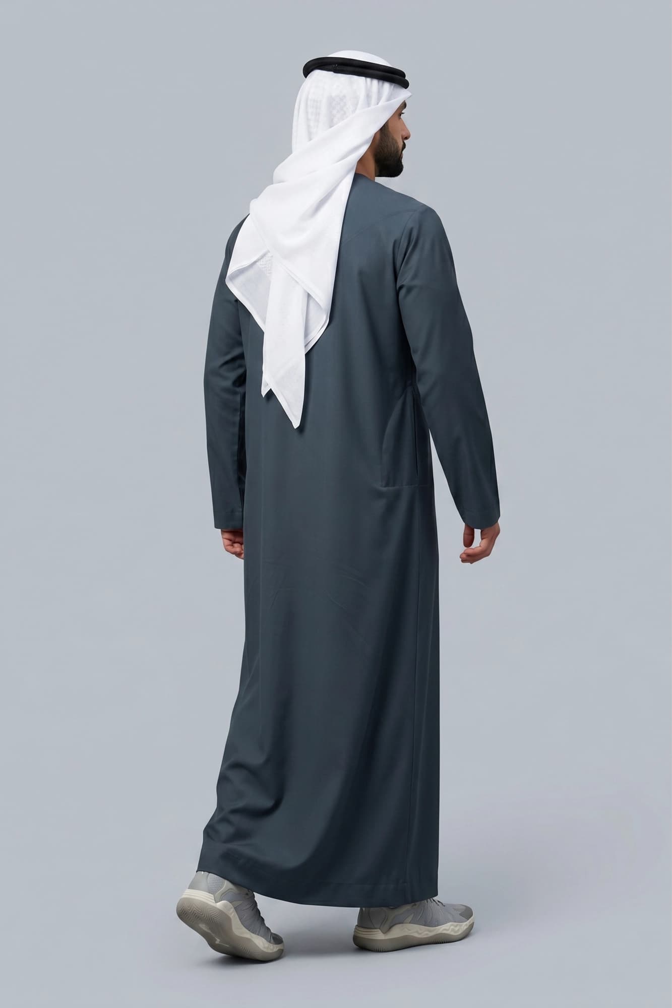 Charcoal Grey Emirati Thobe - China Wool