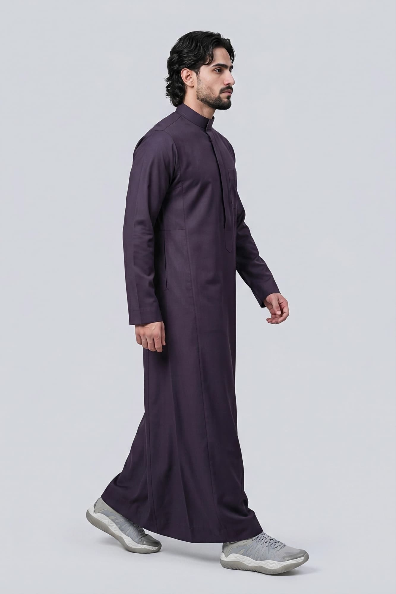 China Wool Saudi Thobe - Deep Aubergine