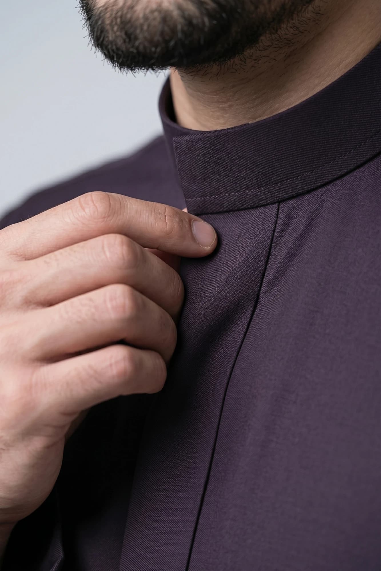 China Wool Saudi Thobe - Deep Aubergine