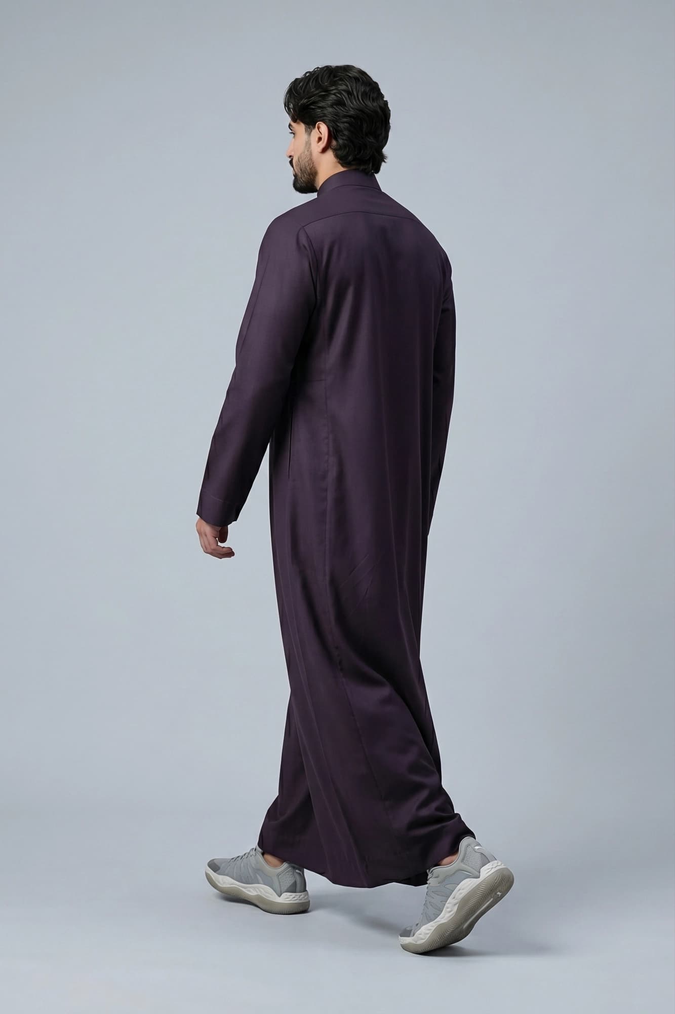 China Wool Saudi Thobe - Deep Aubergine