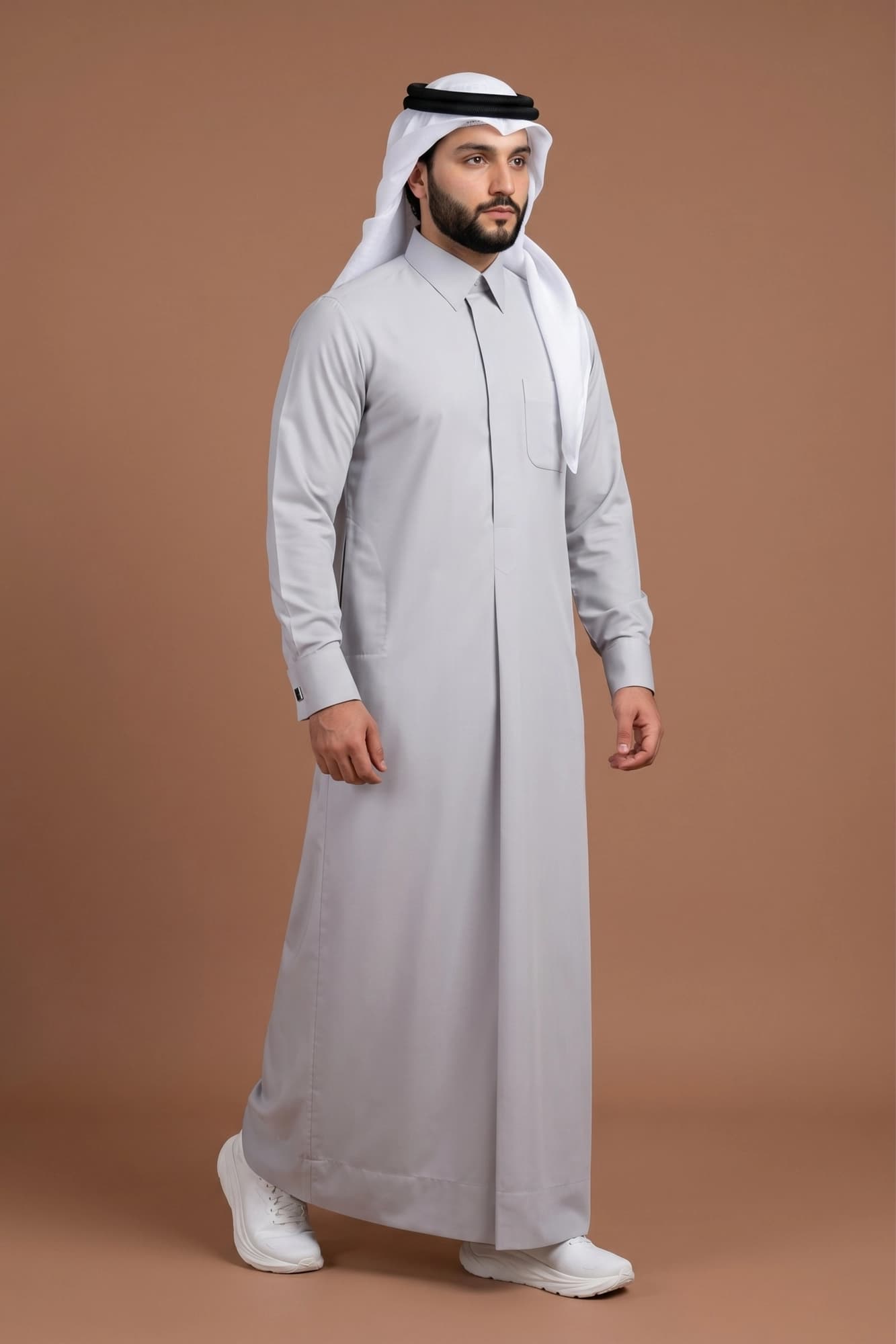 Cool Light Grey Qatari Thobe - Spun Polyester