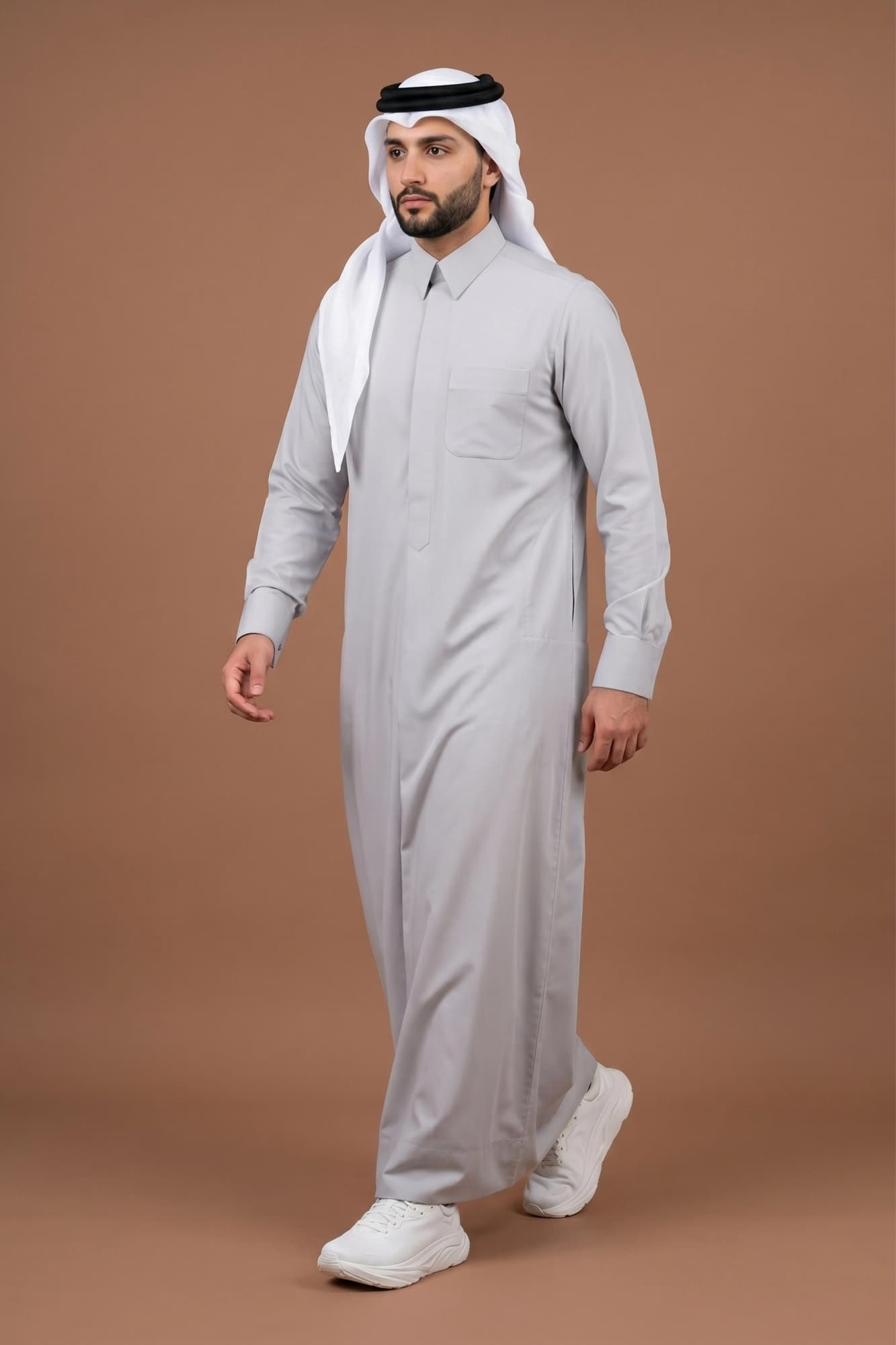Cool Light Grey Qatari Thobe - Spun Polyester