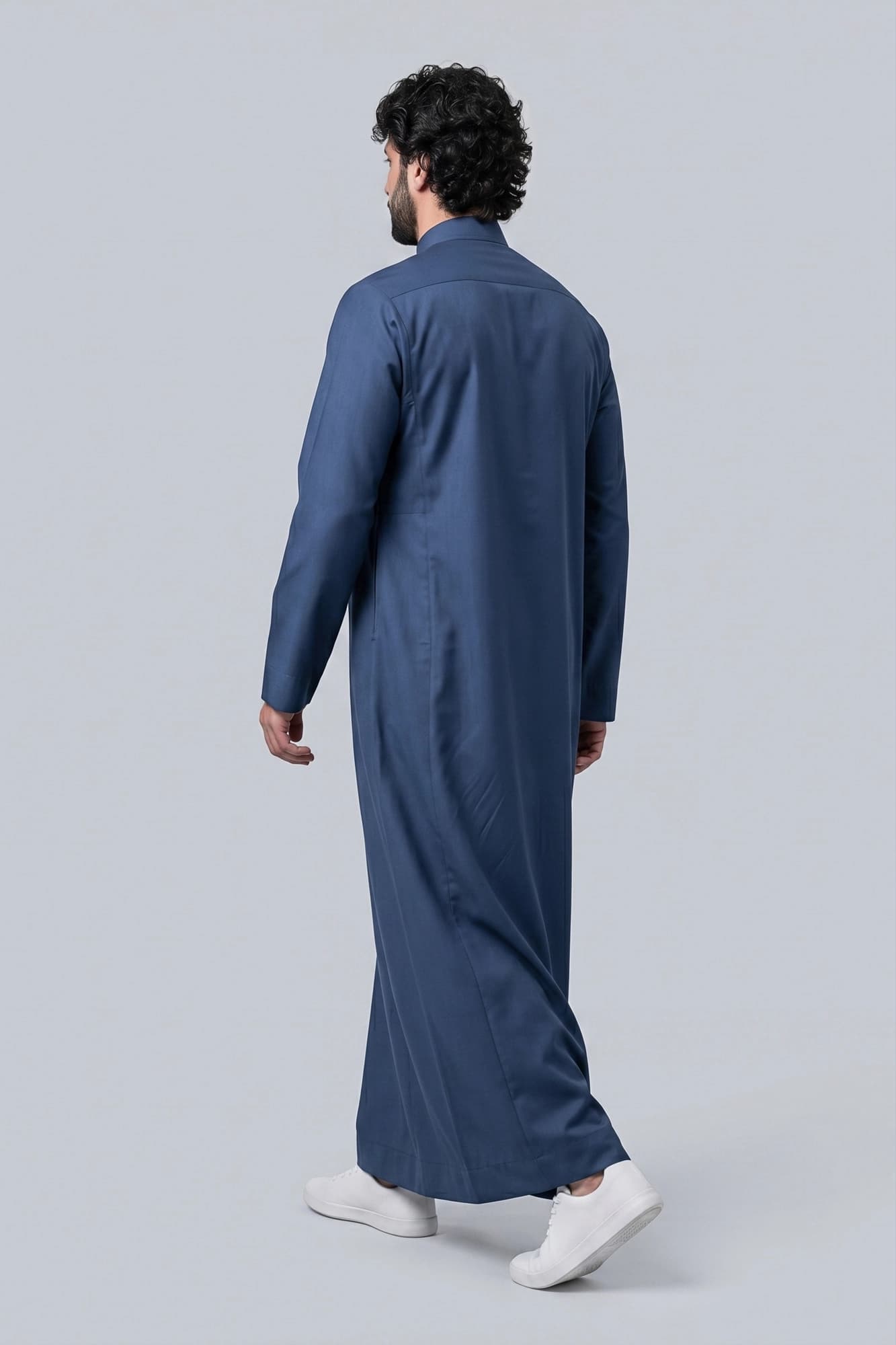 Denim Blue Kuwaiti Thobe - Spun Polyester