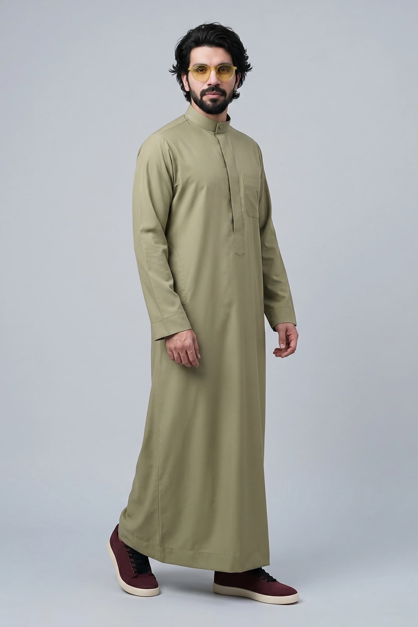 Dusty Gold Kuwaiti Thobe - Spun Polyester
