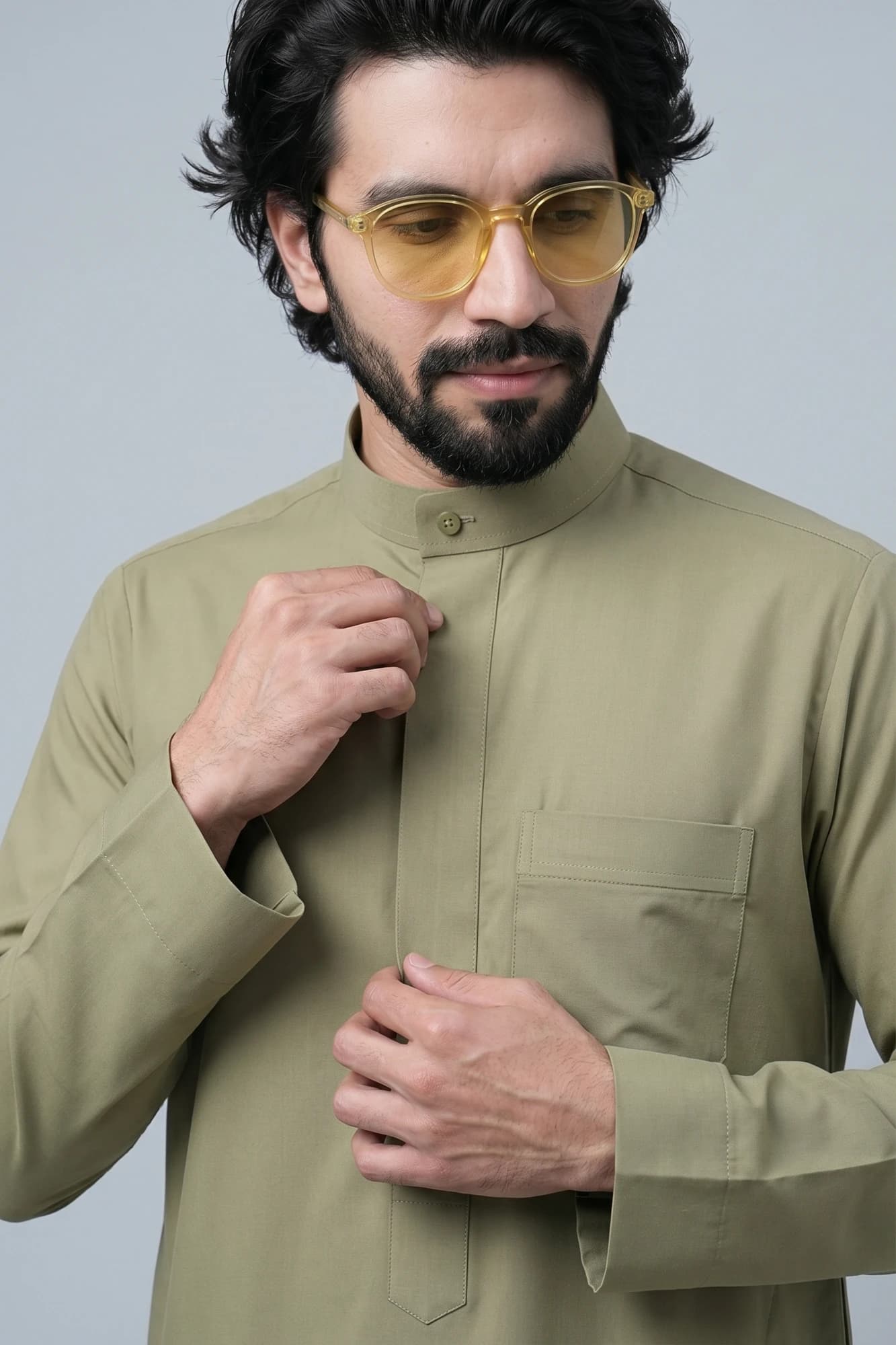 Dusty Gold Kuwaiti Thobe - Spun Polyester