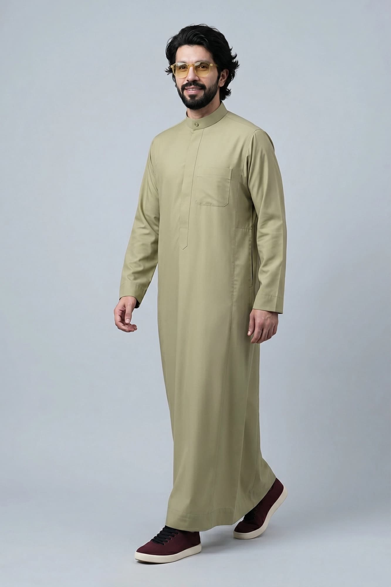 Dusty Gold Kuwaiti Thobe - Spun Polyester