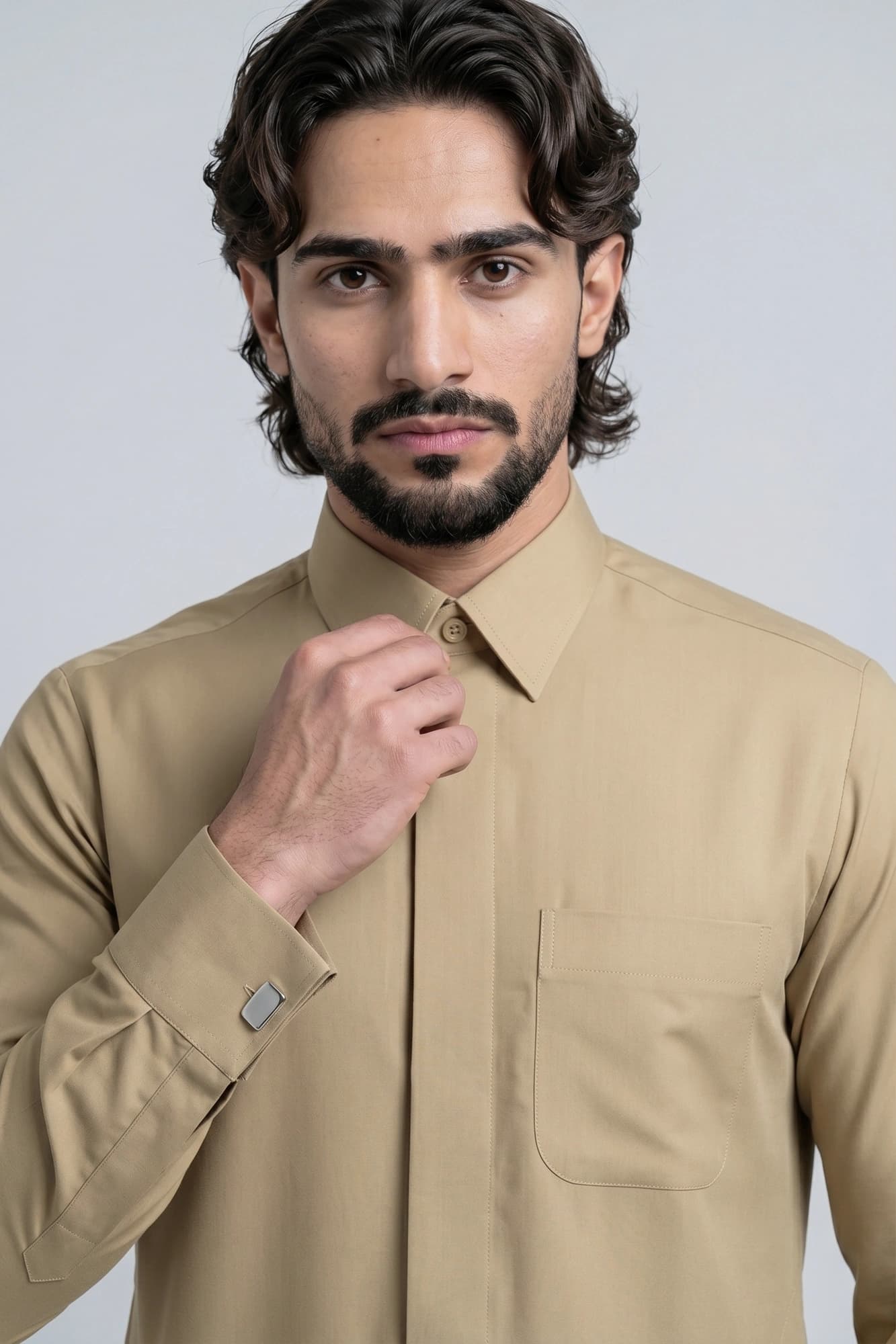Dusty Gold Qatari Thobe - Spun Polyester