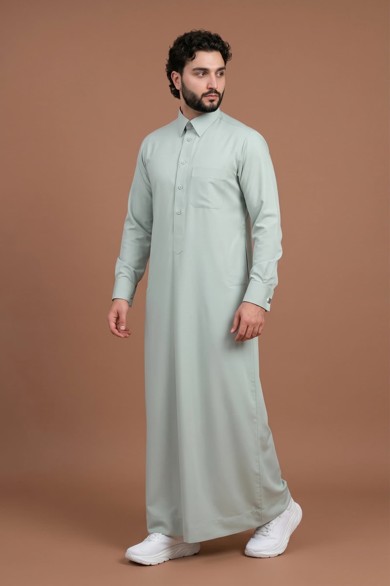 Faded Ash Qatari Thobe - Spun Polyester