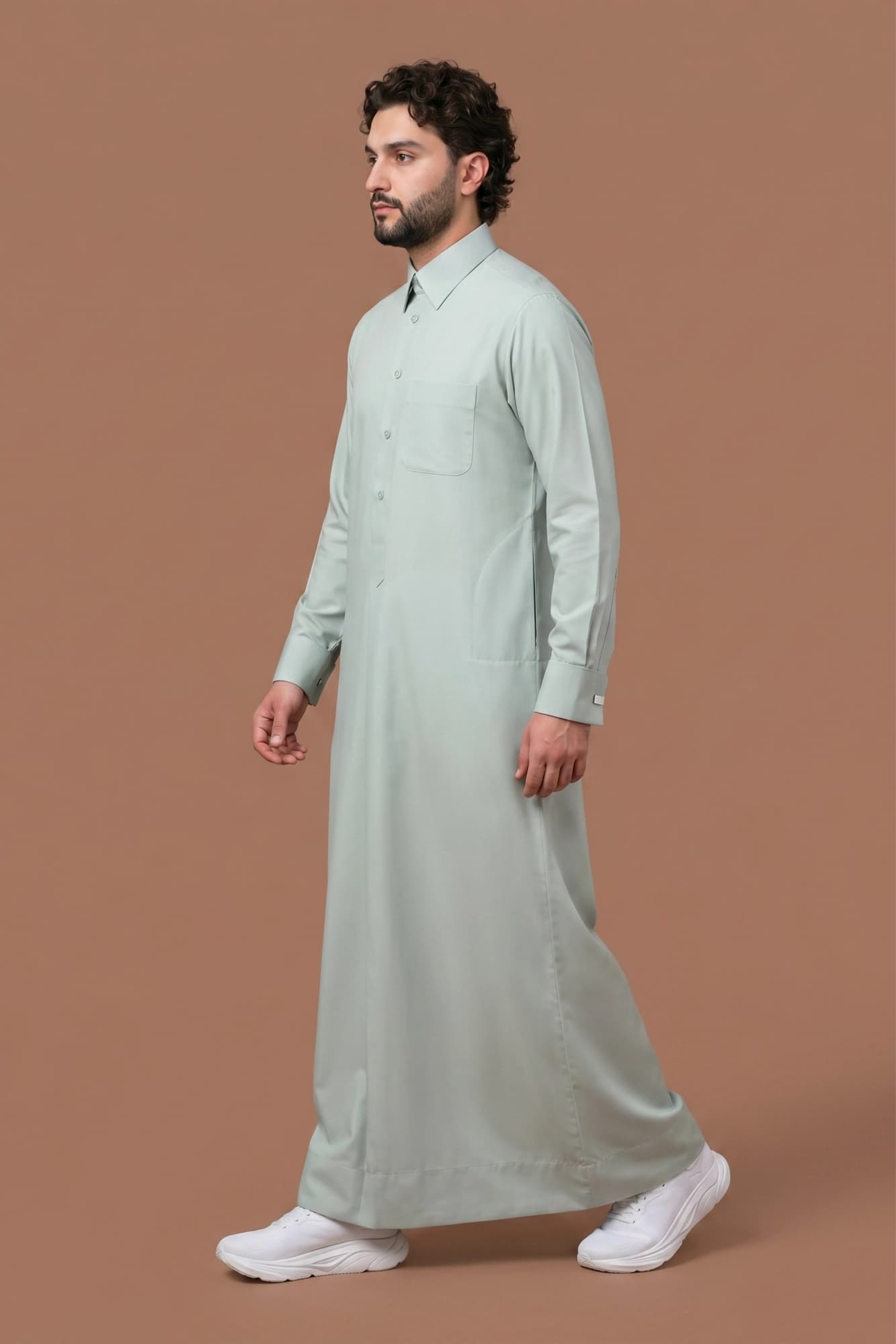 Faded Ash Qatari Thobe - Spun Polyester