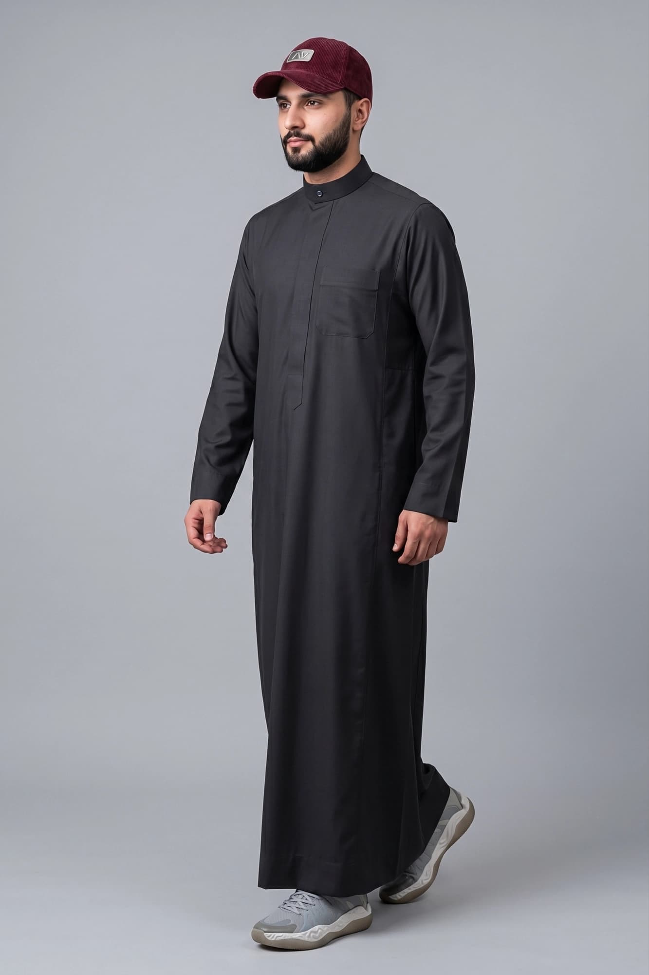 Galaxy Black Kuwaiti Thobe - Spun Polyester