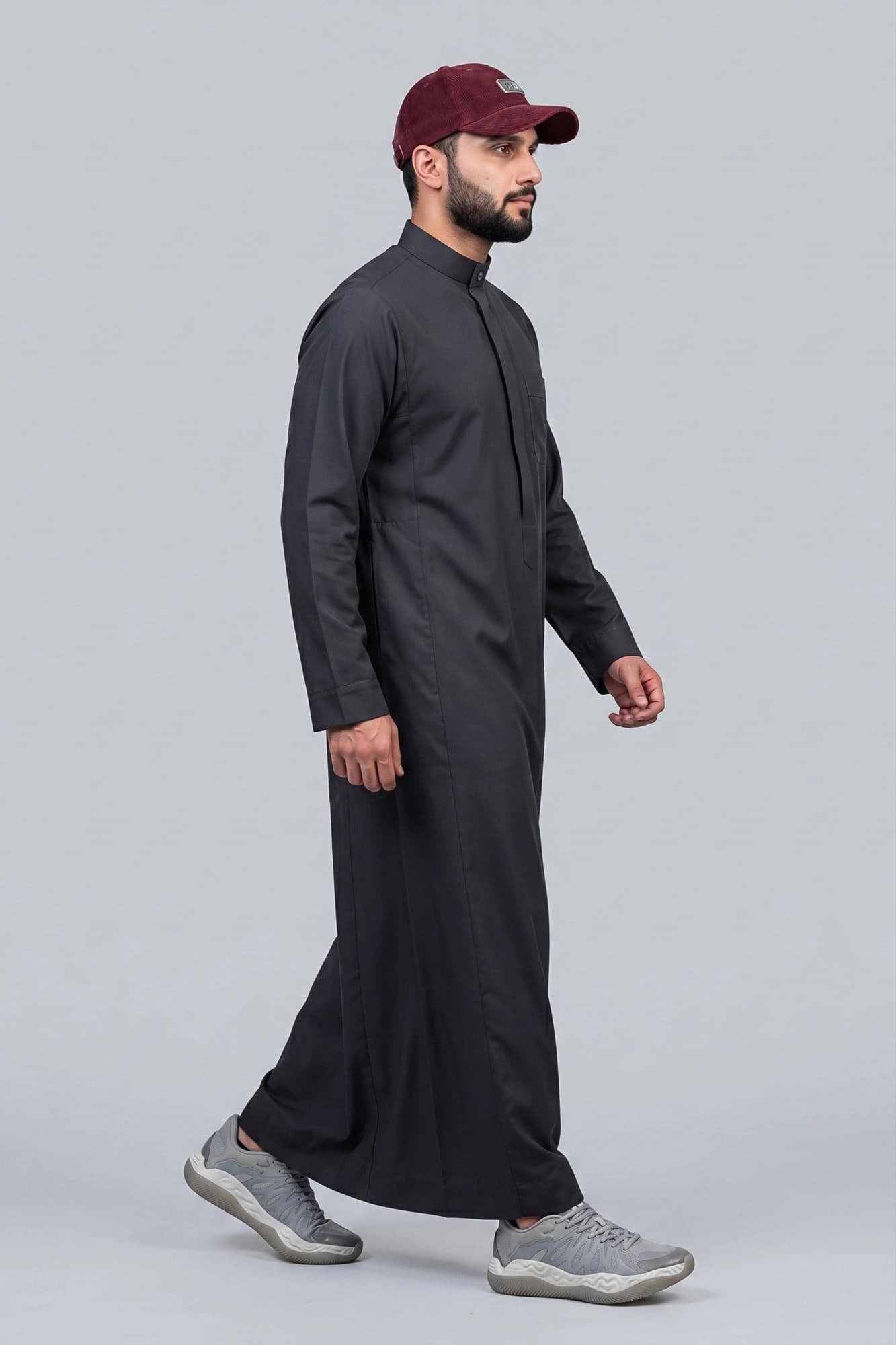 Galaxy Black Kuwaiti Thobe - Spun Polyester