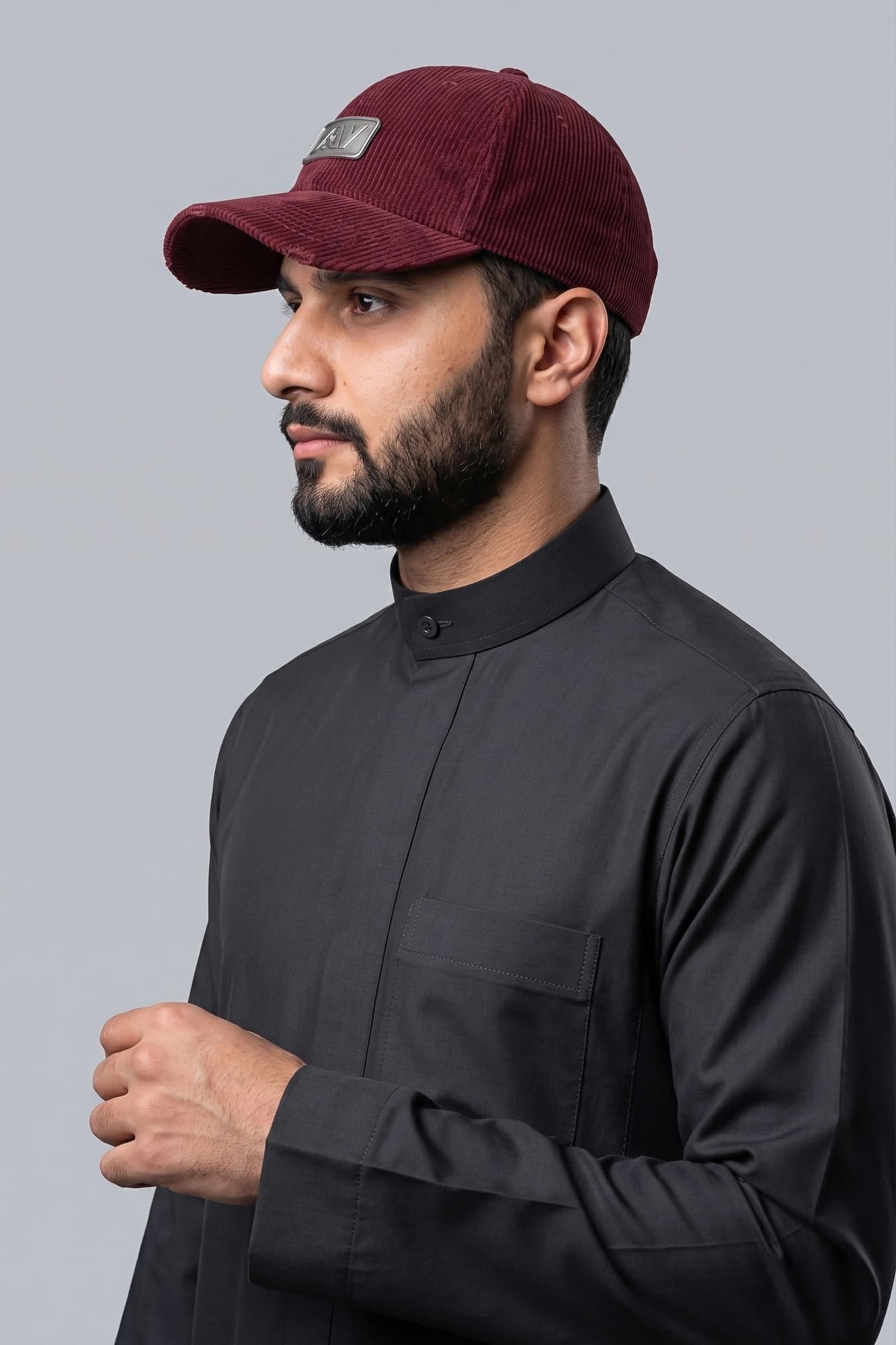 Galaxy Black Kuwaiti Thobe - Spun Polyester