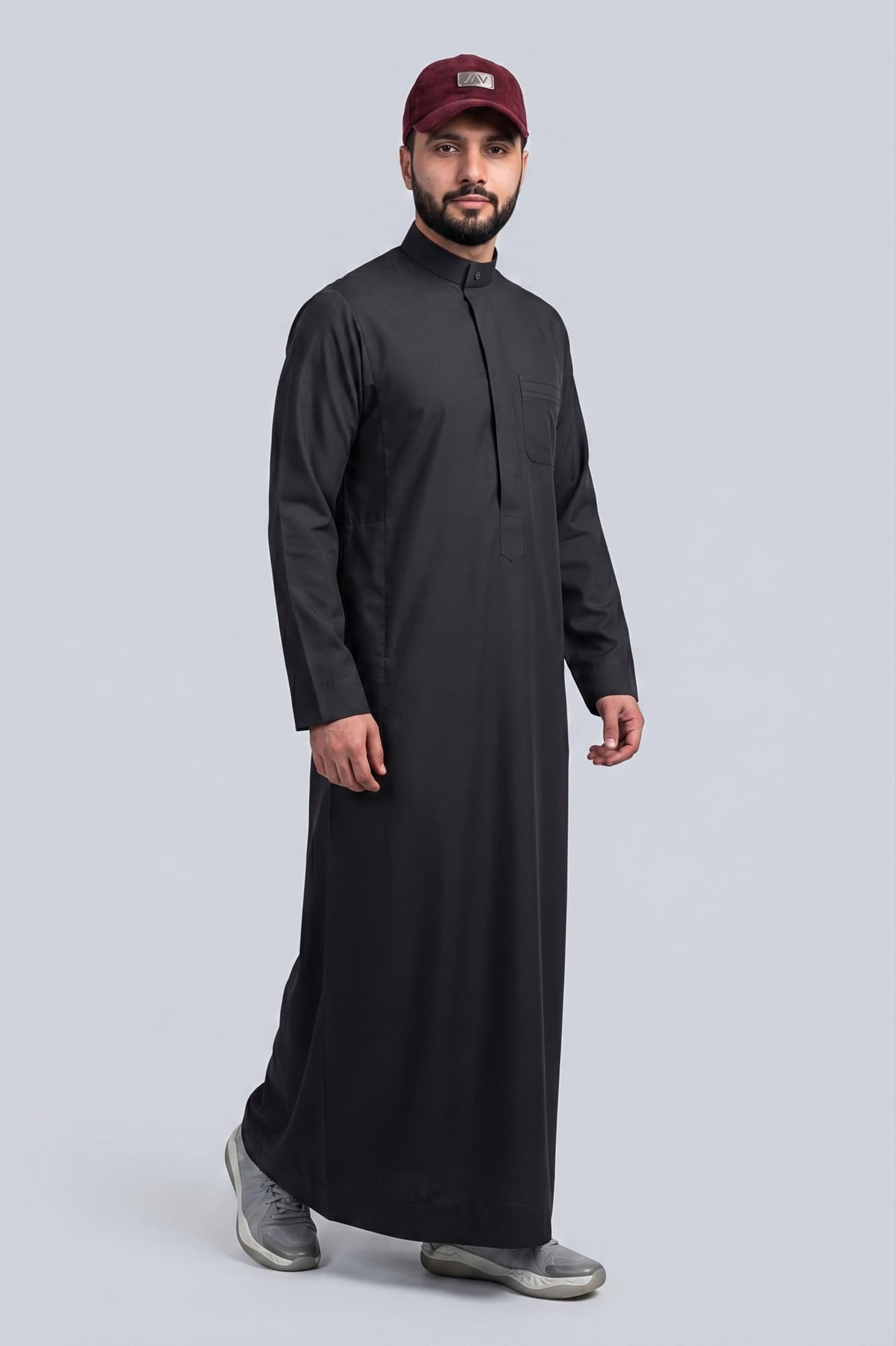 Galaxy Black Kuwaiti Thobe - Spun Polyester