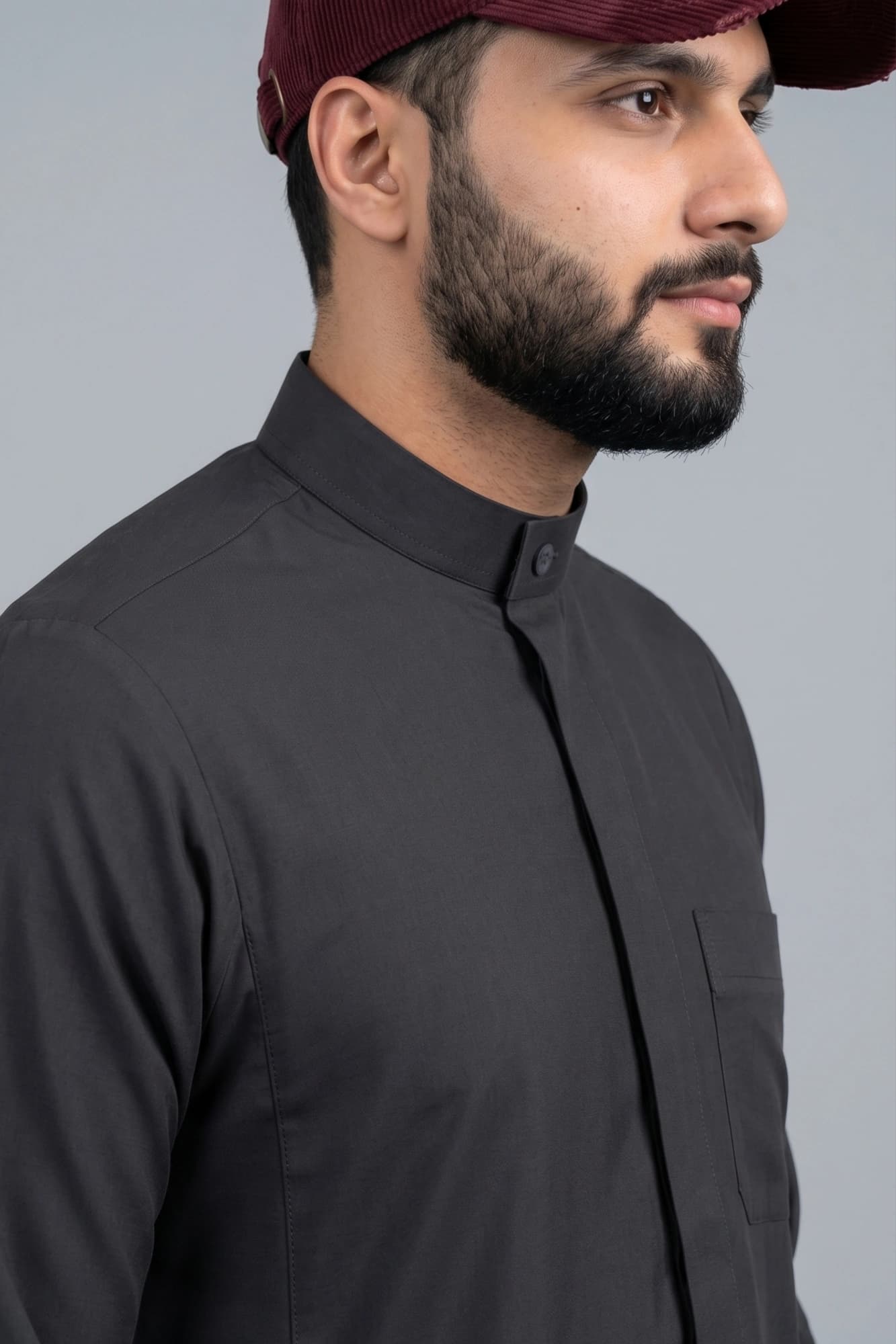 Galaxy Black Kuwaiti Thobe - Spun Polyester