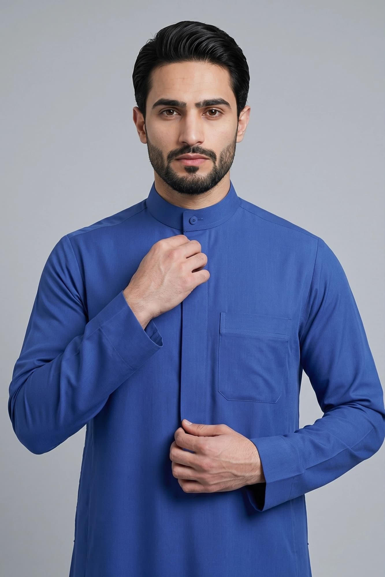Istanbul Blue Saudi Thobe - China Wool