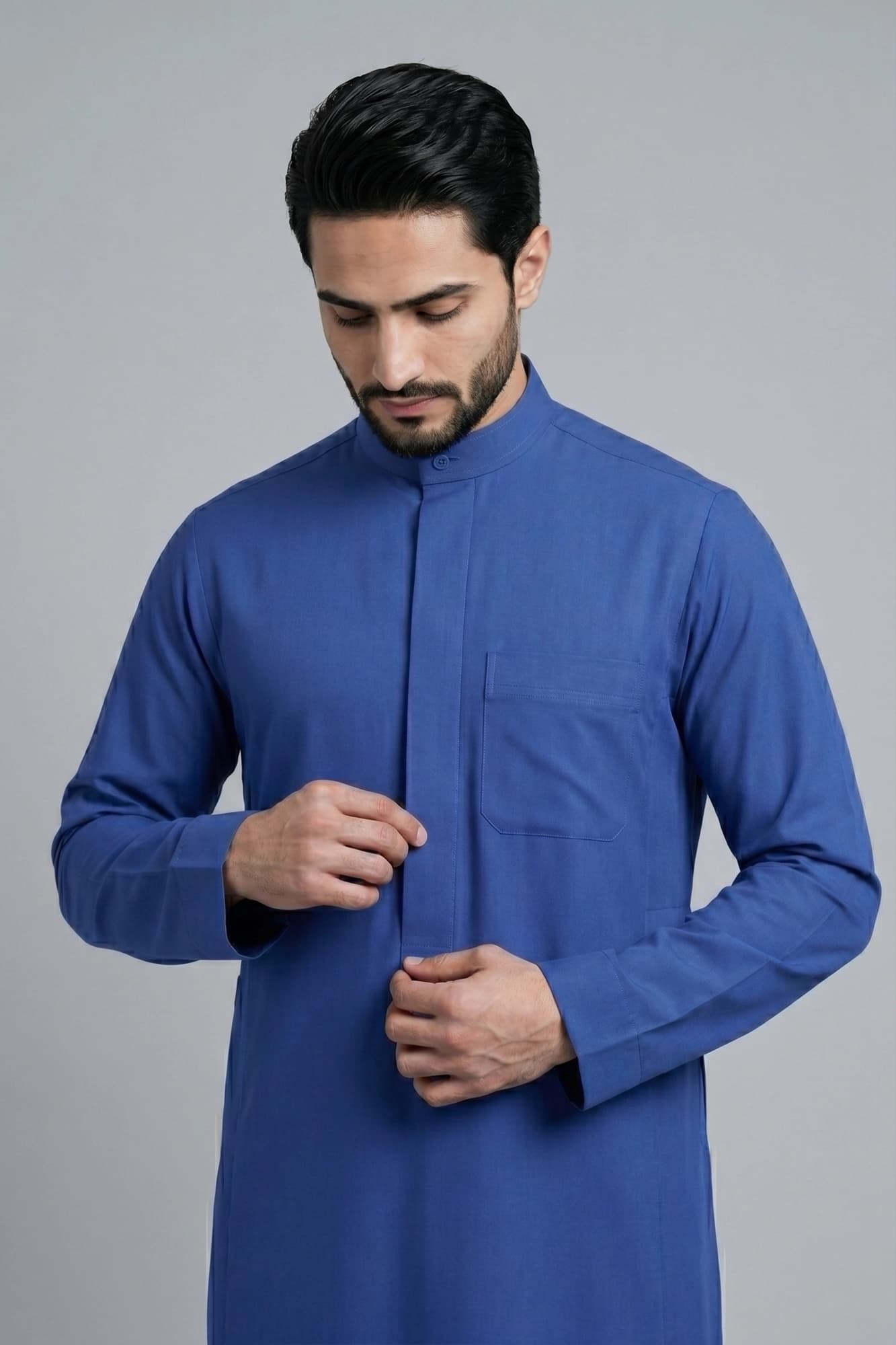 Istanbul Blue Saudi Thobe - China Wool