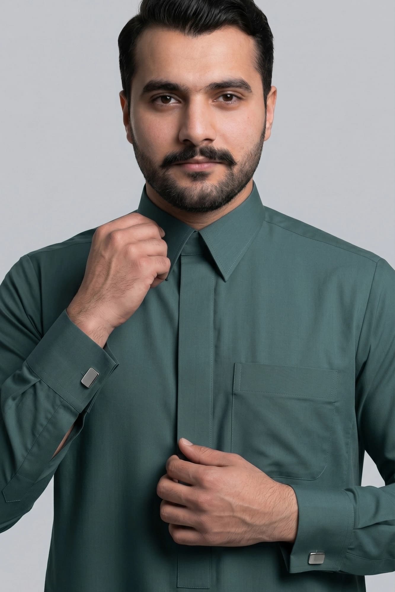 Mineral Green Qatari Thobe - Spun Polyester