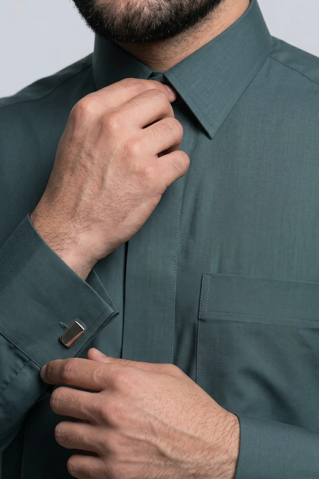 Mineral Green Qatari Thobe - Spun Polyester
