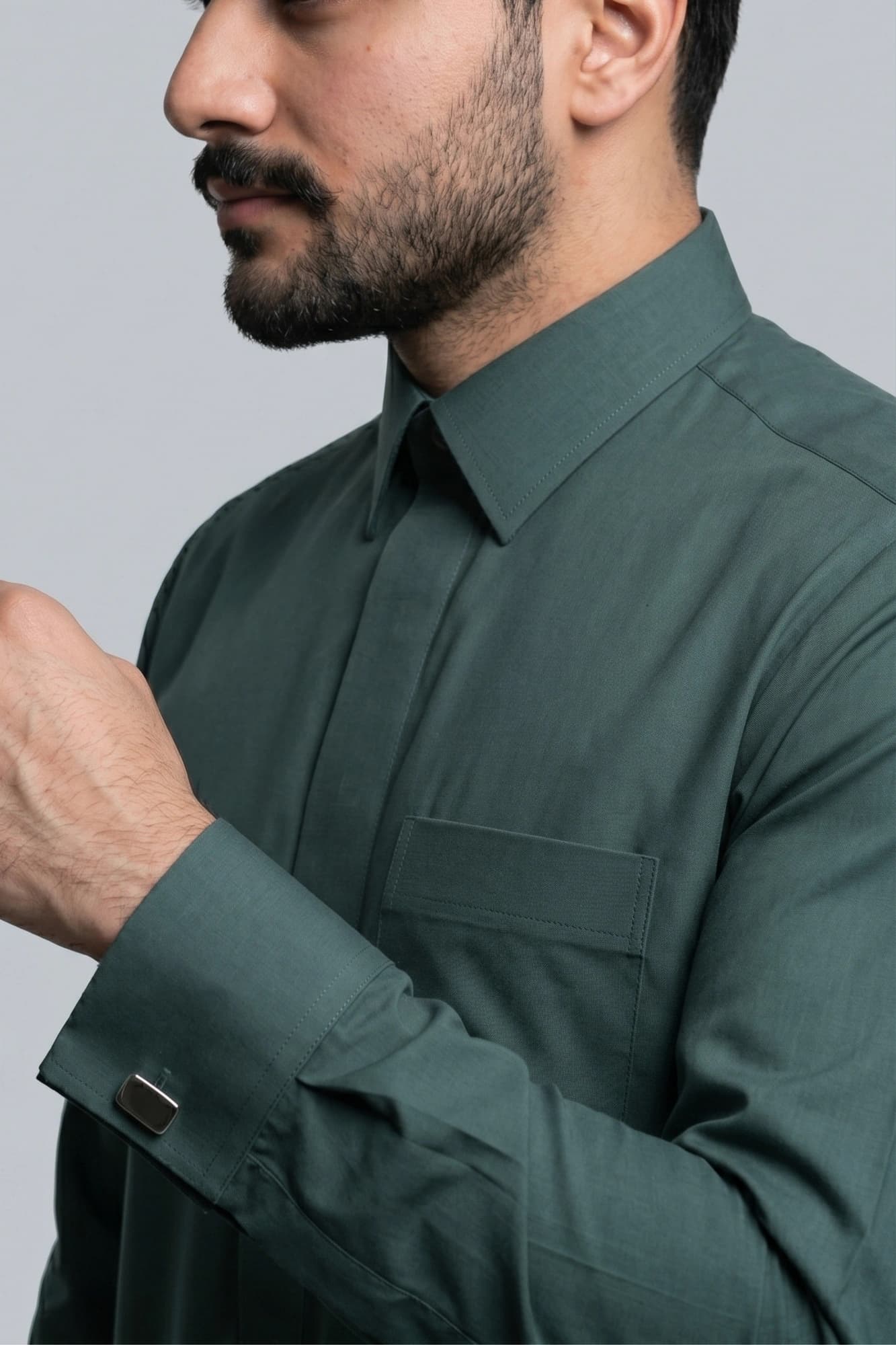 Mineral Green Qatari Thobe - Spun Polyester