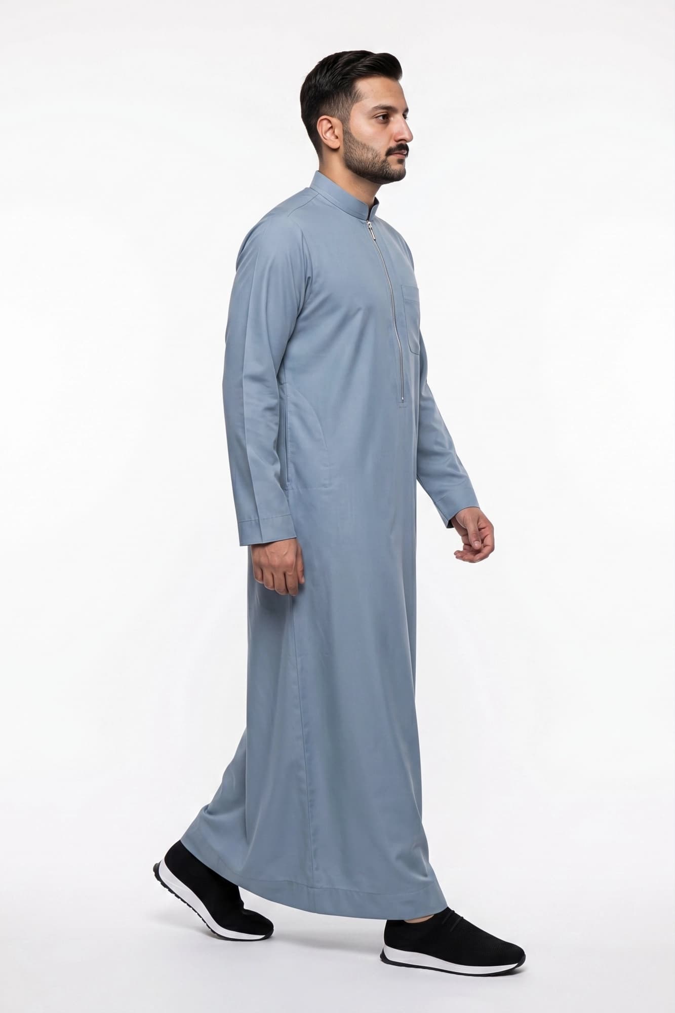 Misty Blue Saudi Zip Thobe - China Wool