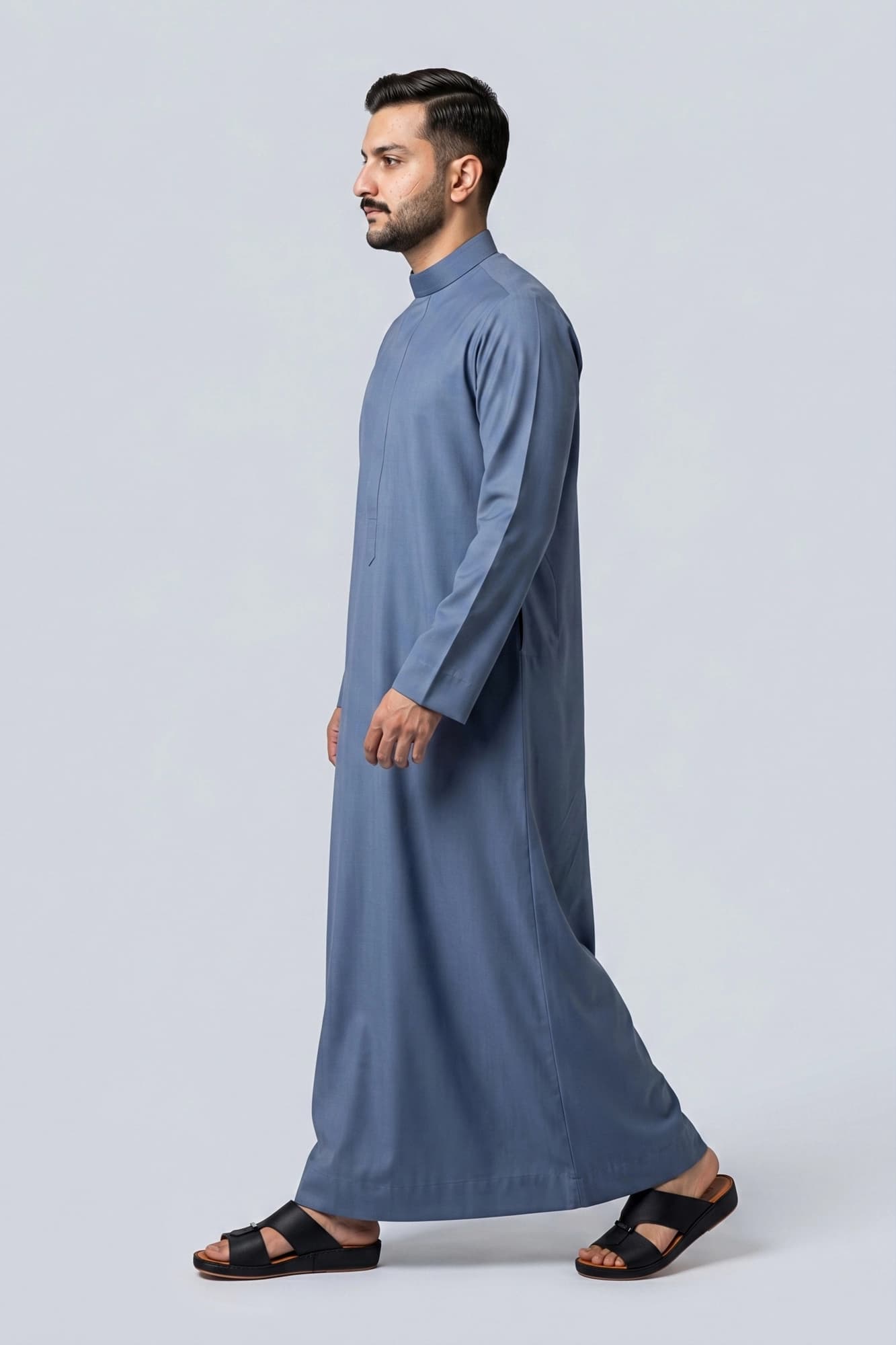 Muted Sky Blue Saudi Thobe - China Wool