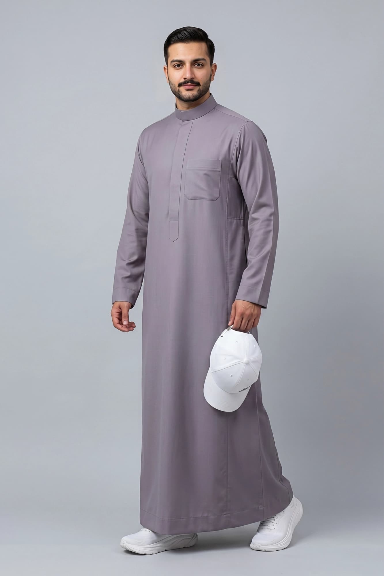 Mystic Grey Saudi Thobe - China Wool