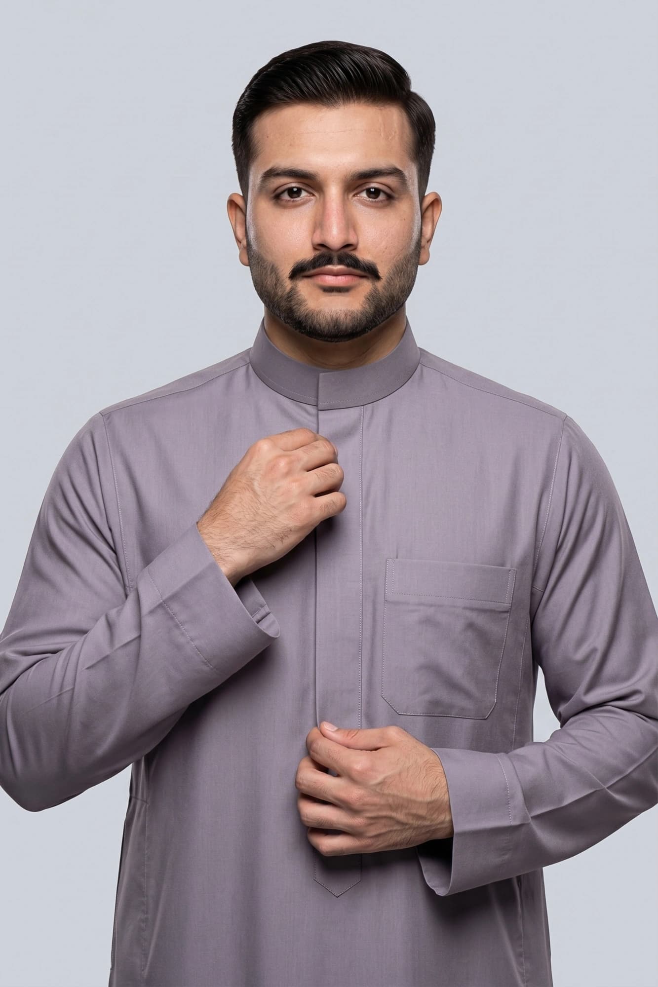 Mystic Grey Saudi Thobe - China Wool