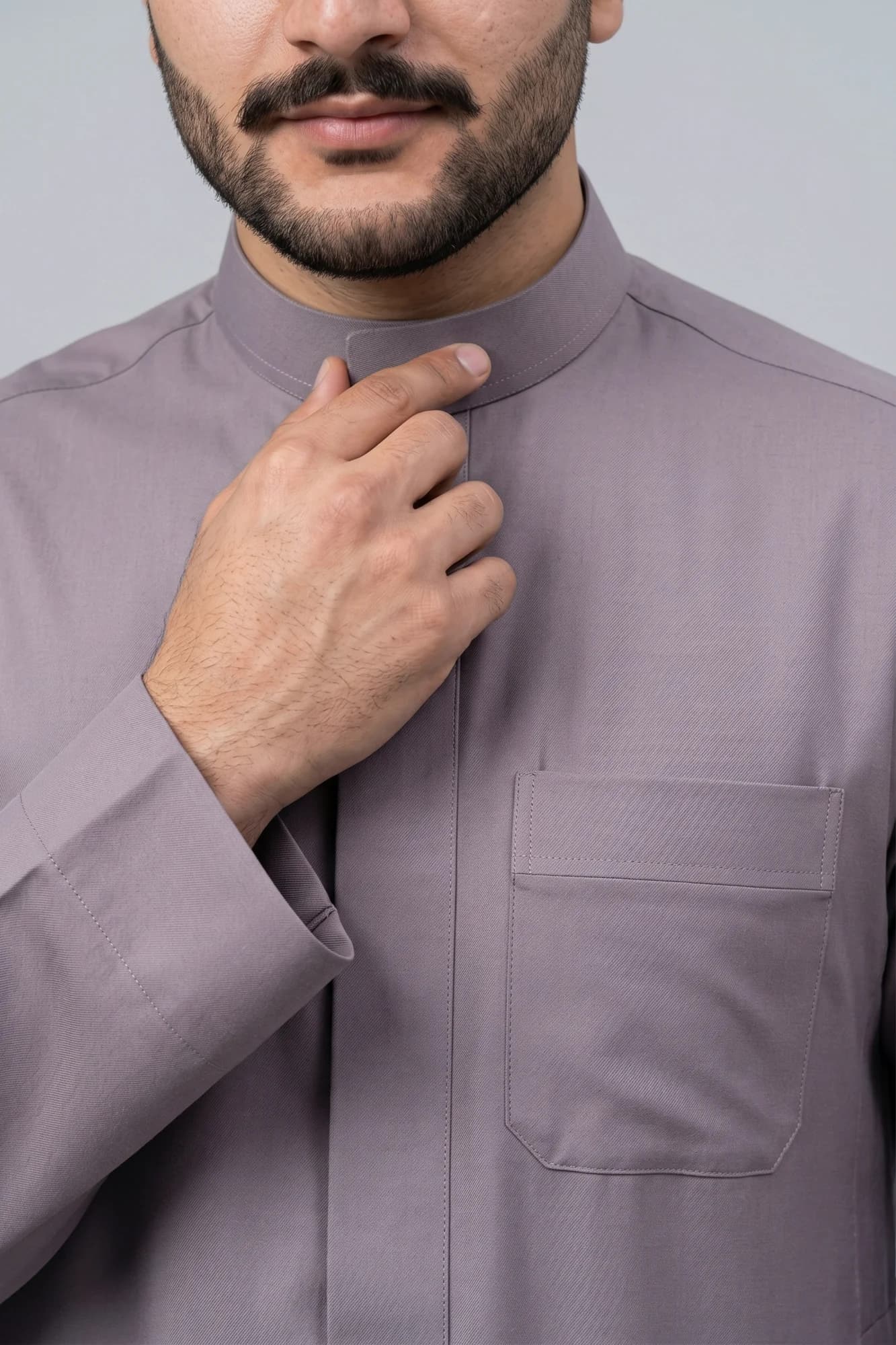 Mystic Grey Saudi Thobe - China Wool