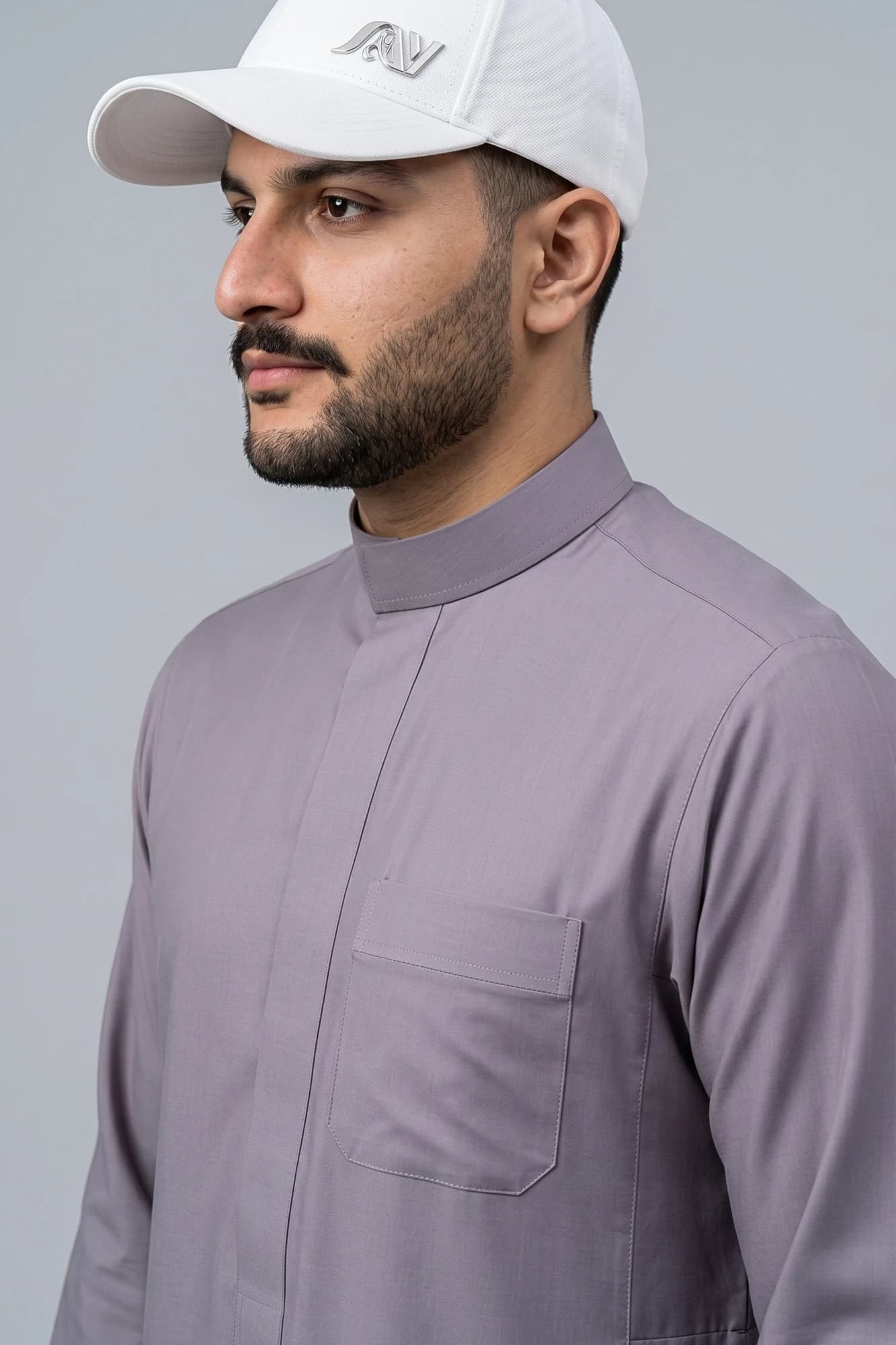 Mystic Grey Saudi Thobe - China Wool