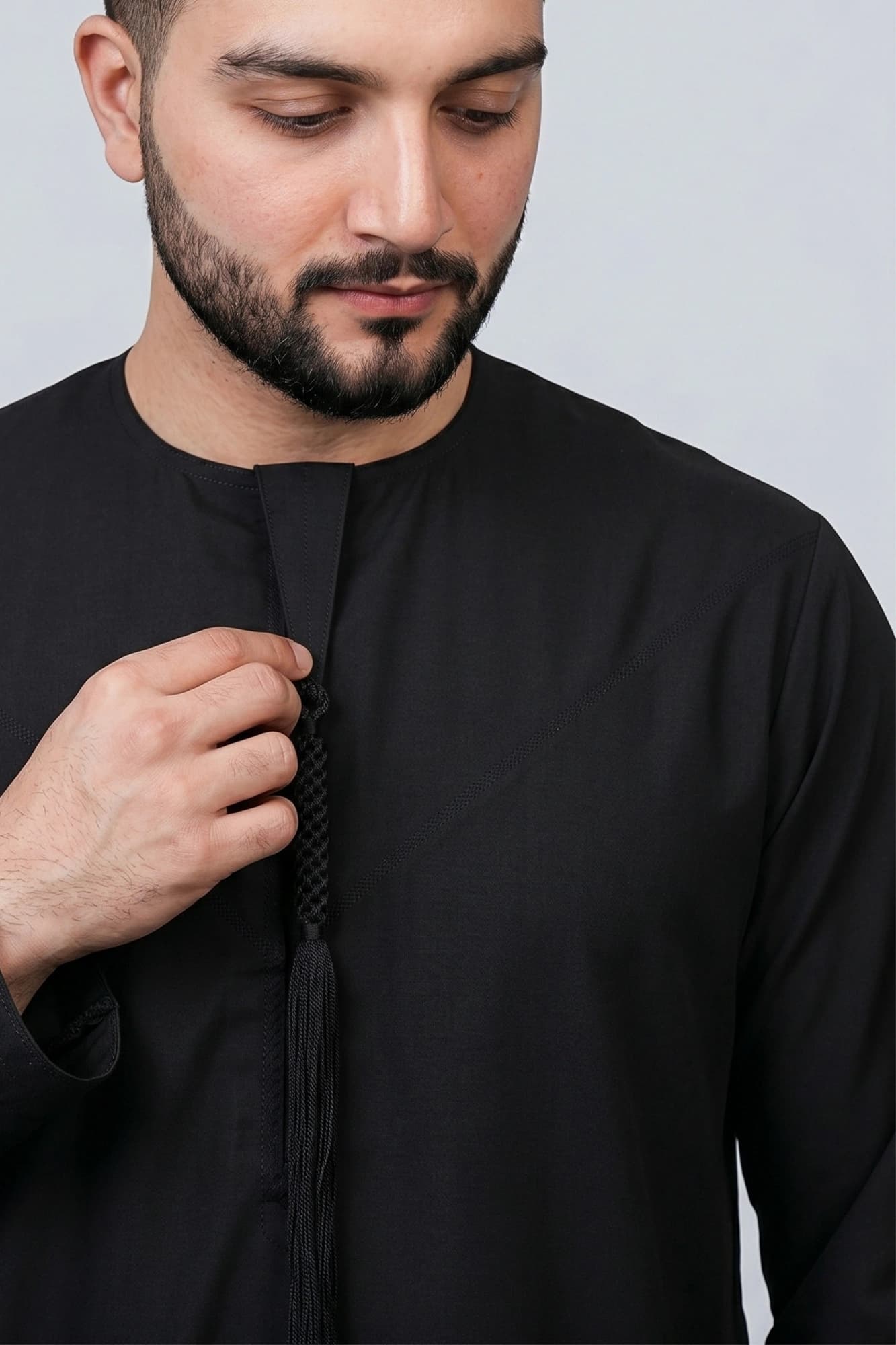Black Emirati Thobe - China Wool