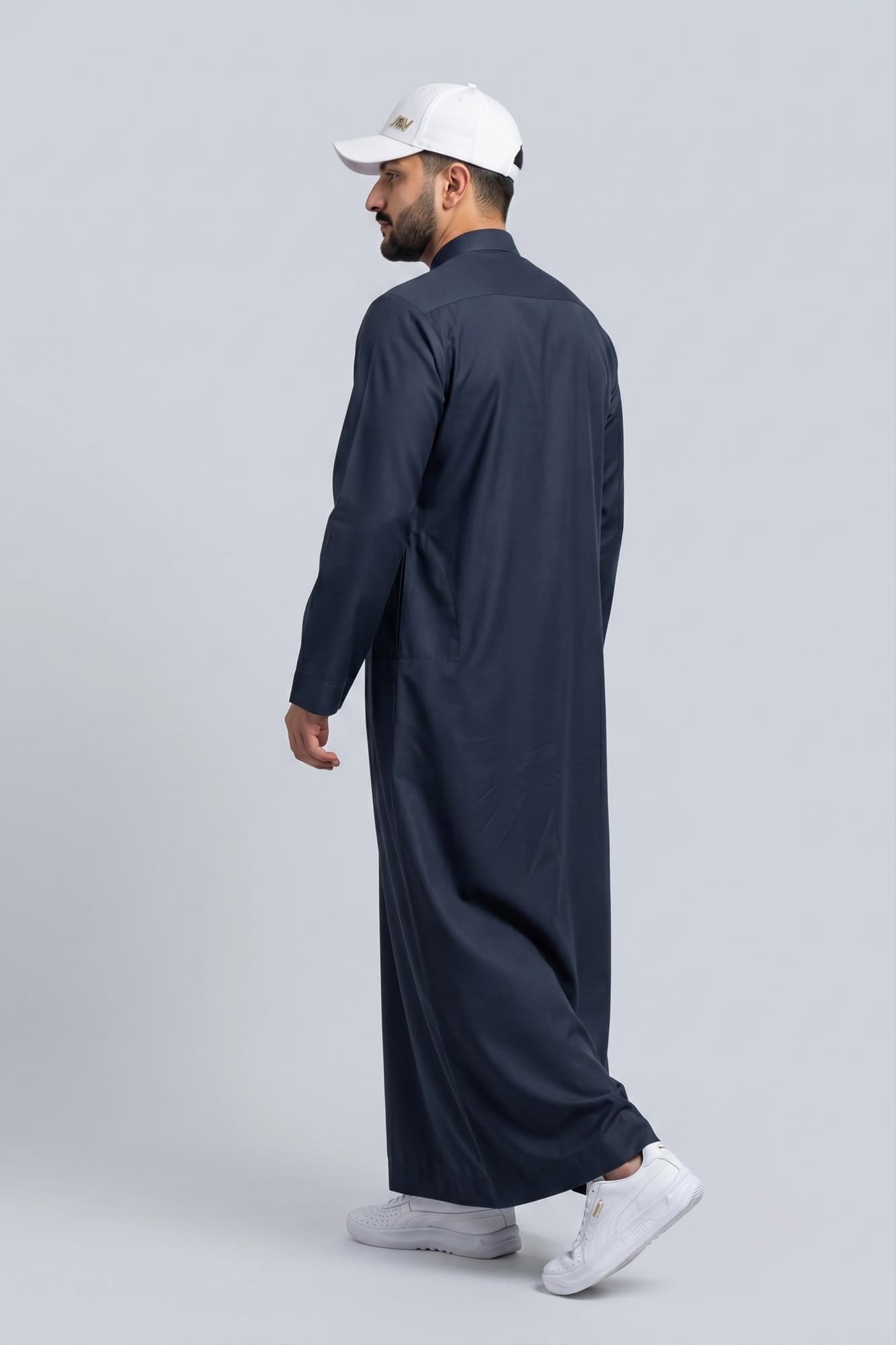 Sporty Dark Blue Saudi Thobe - China Wool
