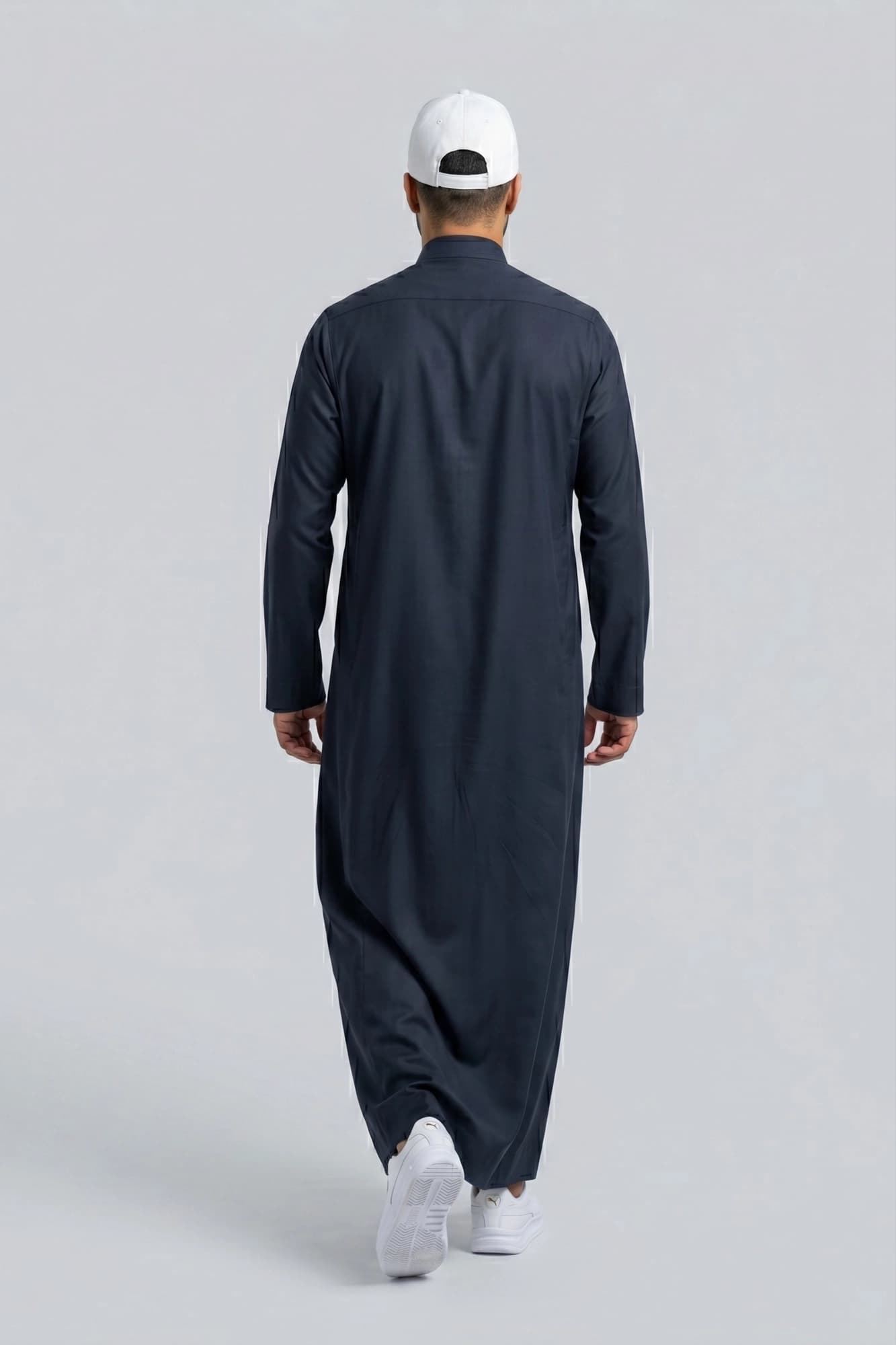 Sporty Dark Blue Saudi Thobe - China Wool