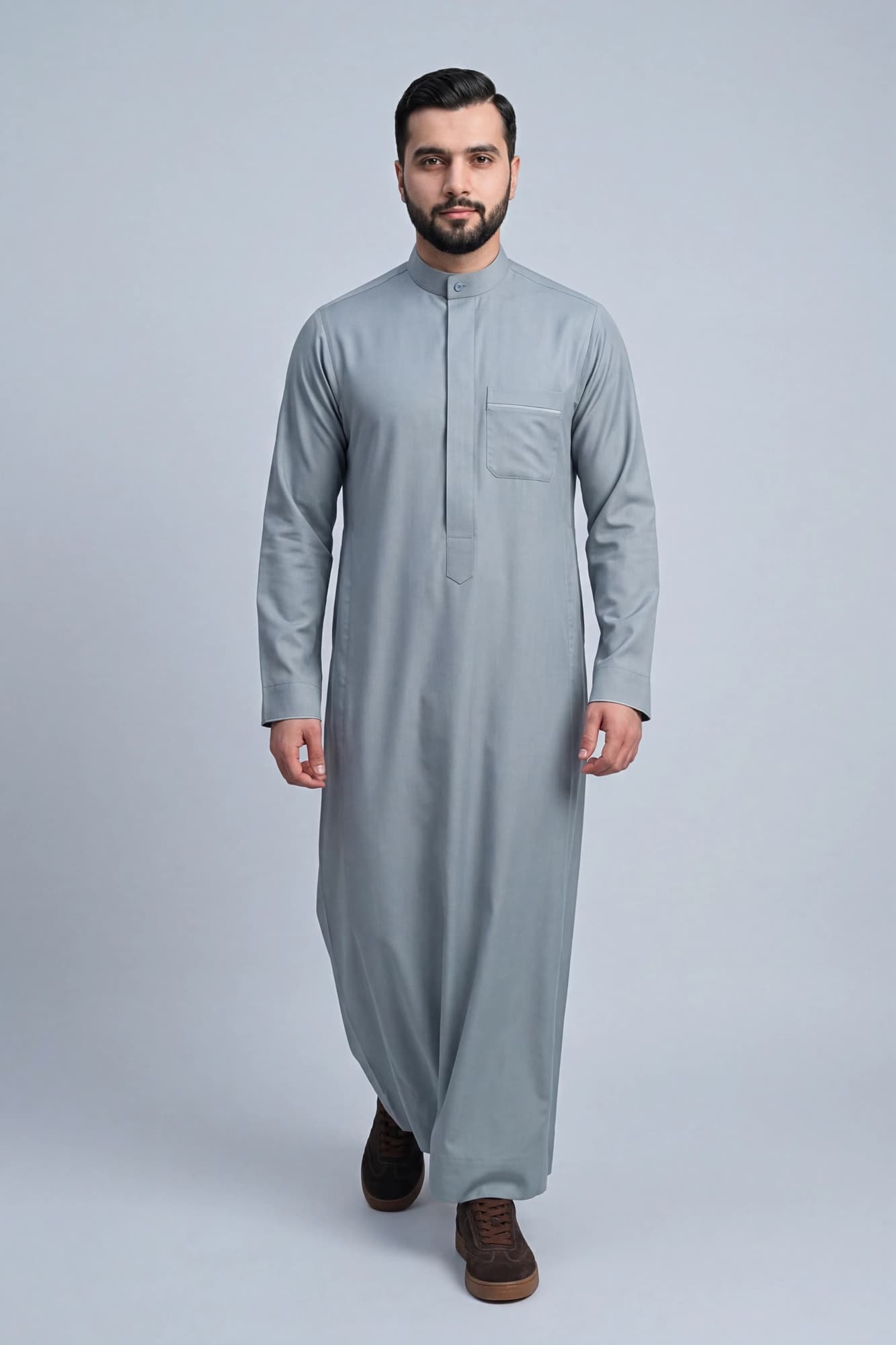 Tower Grey Kuwaiti Thobe - Spun Polyester