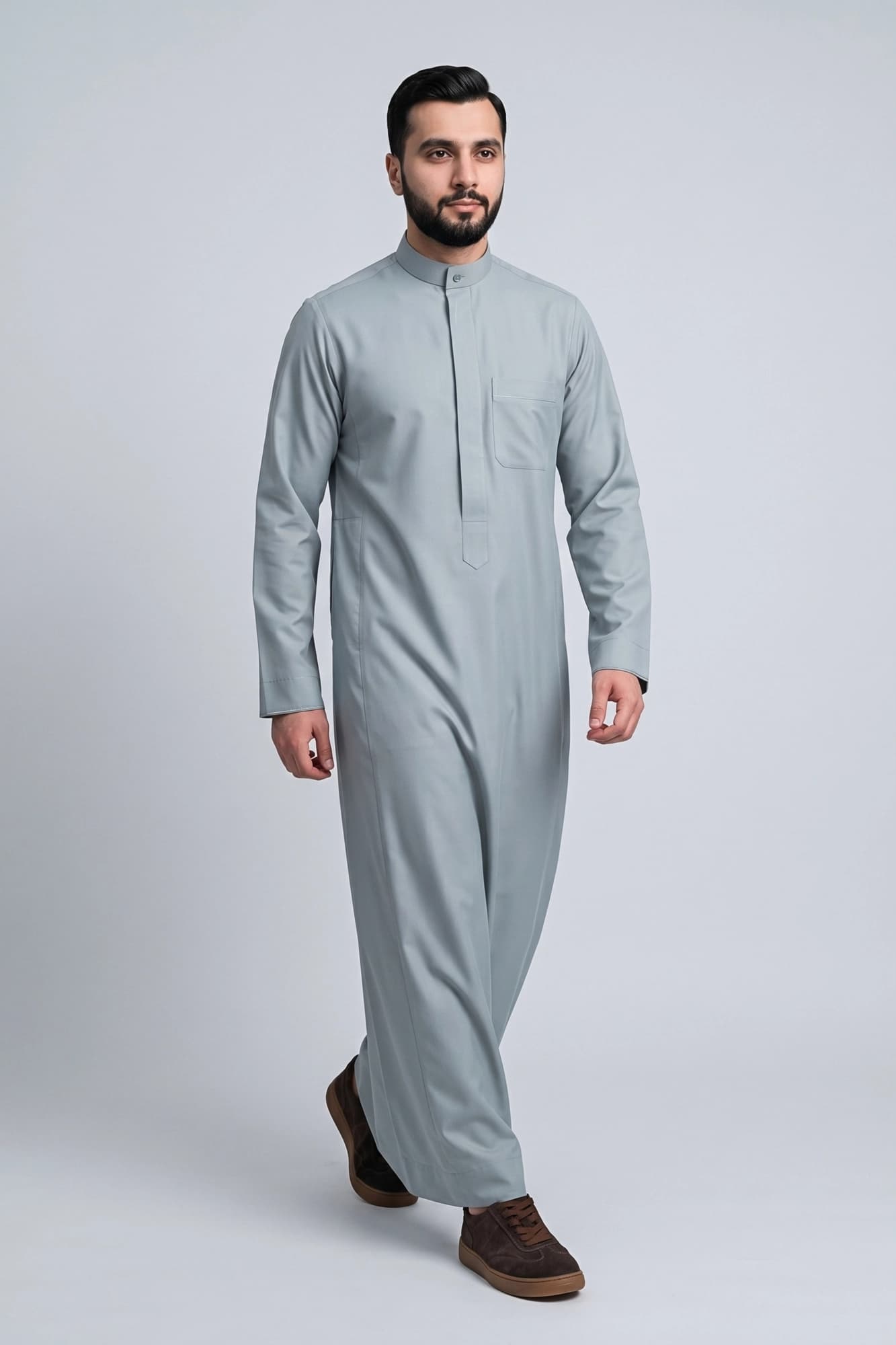 Tower Grey Kuwaiti Thobe - Spun Polyester